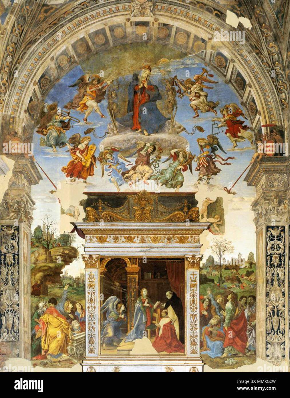 Parete altare della Cappella Carafa. Tra il 1489 e il 1491. Filippino Lippi  - parete altare della Cappella Carafa - WGA13123 Foto stock - Alamy