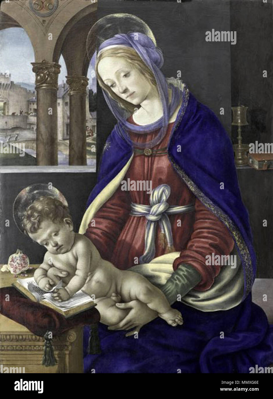 . Inglese: la Madonna e il Bambino, tempera, olio e oro su legno dipinto da Filippino Lippi, ca. 1485, il Metropolitan Museum of Art . circa 1485. Filippino Lippi, la Madonna e il Bambino, ca. 1485. Tempera, olio e oro su legno, il Metropolitan Museum of Art Foto Stock