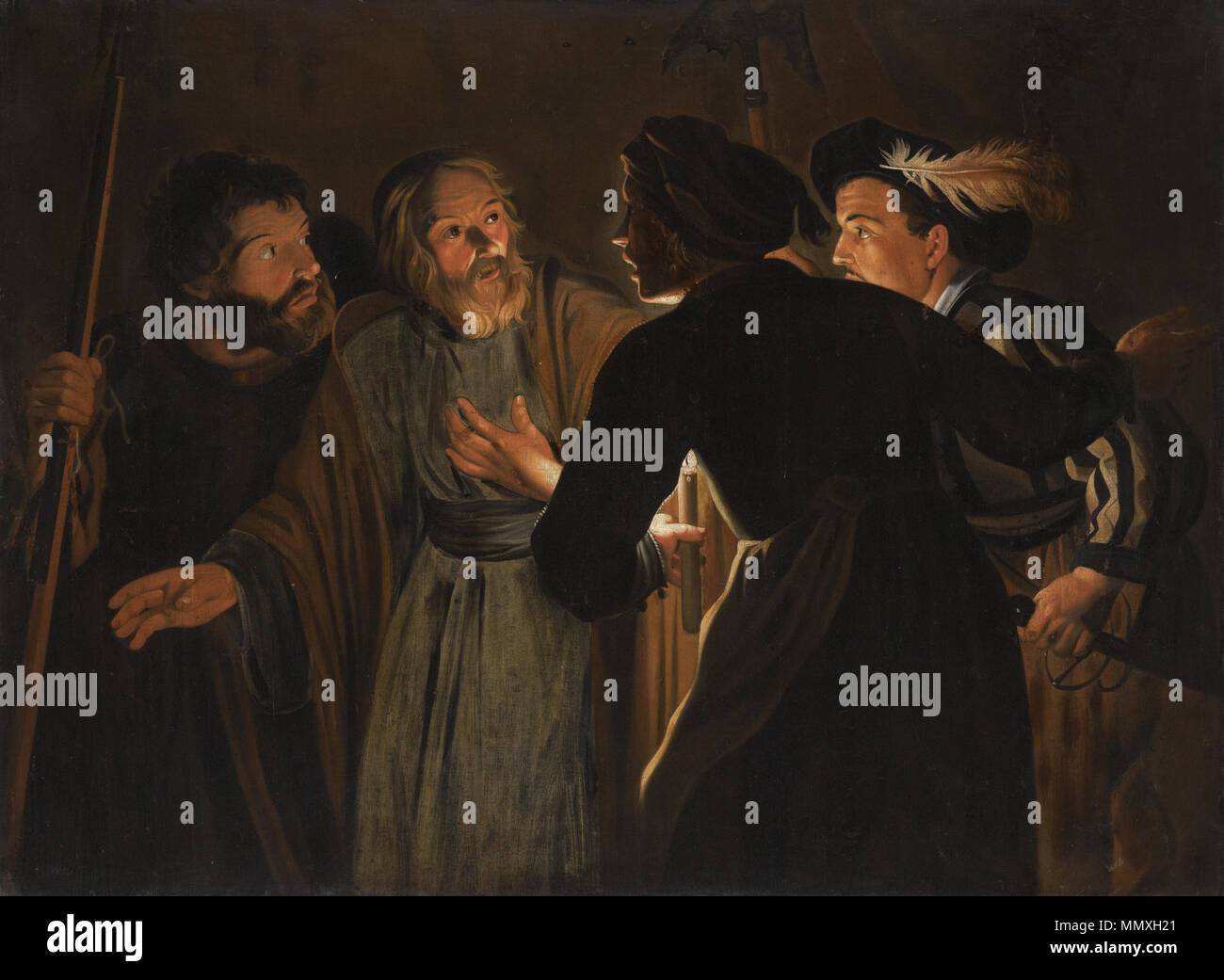 . Inglese: la negazione di San Pietro . prima di 1628. Fiammingo la negazione di San Pietro Foto Stock