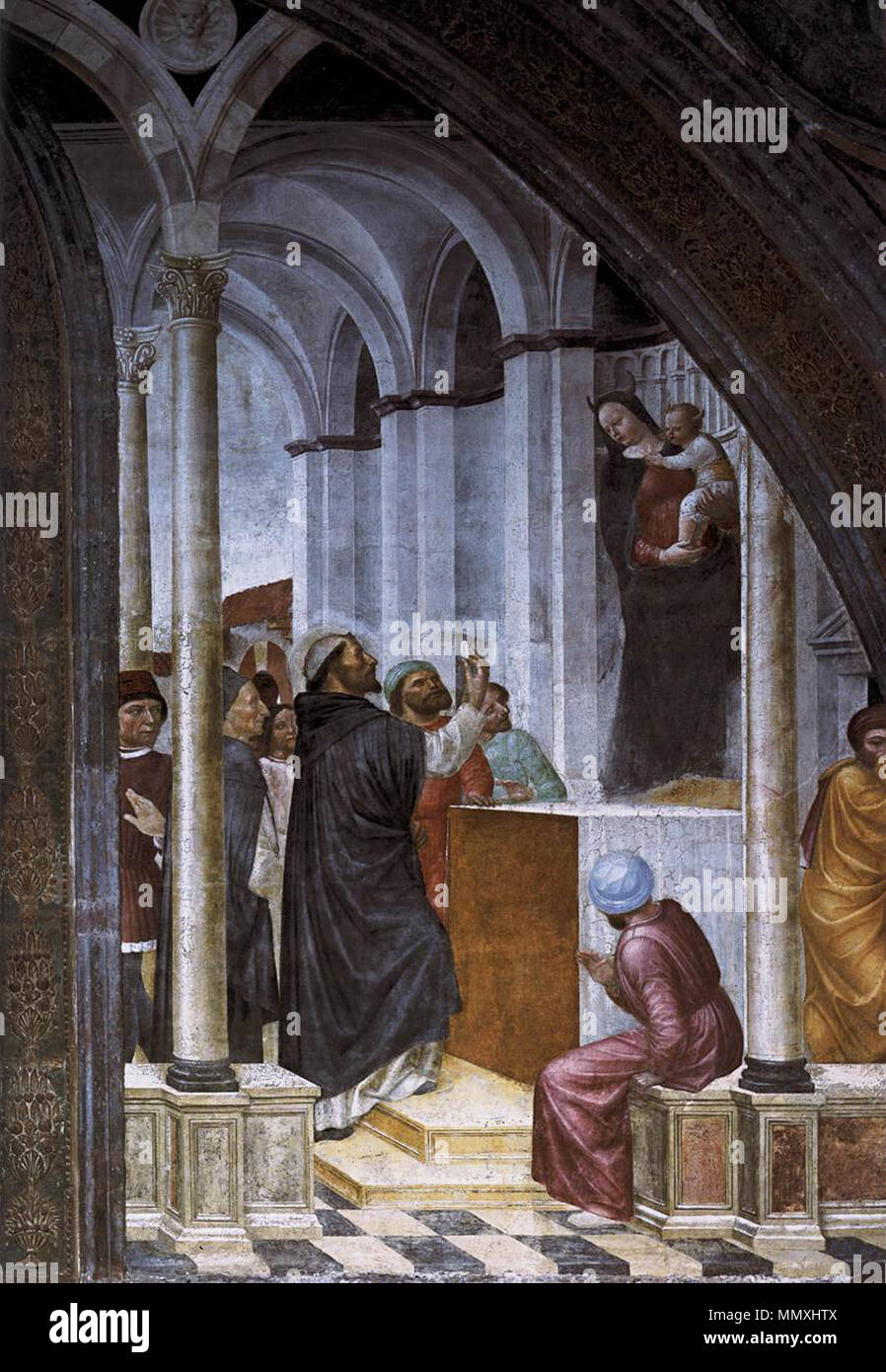 Inglese: miracolo della falsa Madonna . circa 1468. Vincenzo Foppa, cappella poritnari, miracolo della falsa Madonna Foto Stock