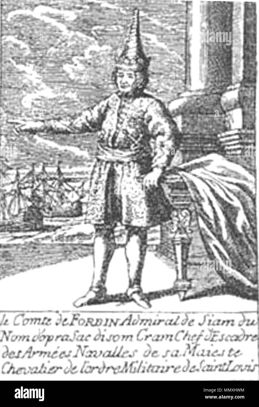 . Inglese: Claude Chevalier de Forbin in costume di un grande ammiraglio del Siam. . 1729. Unknown Forbin in uniforme Siamese Foto Stock