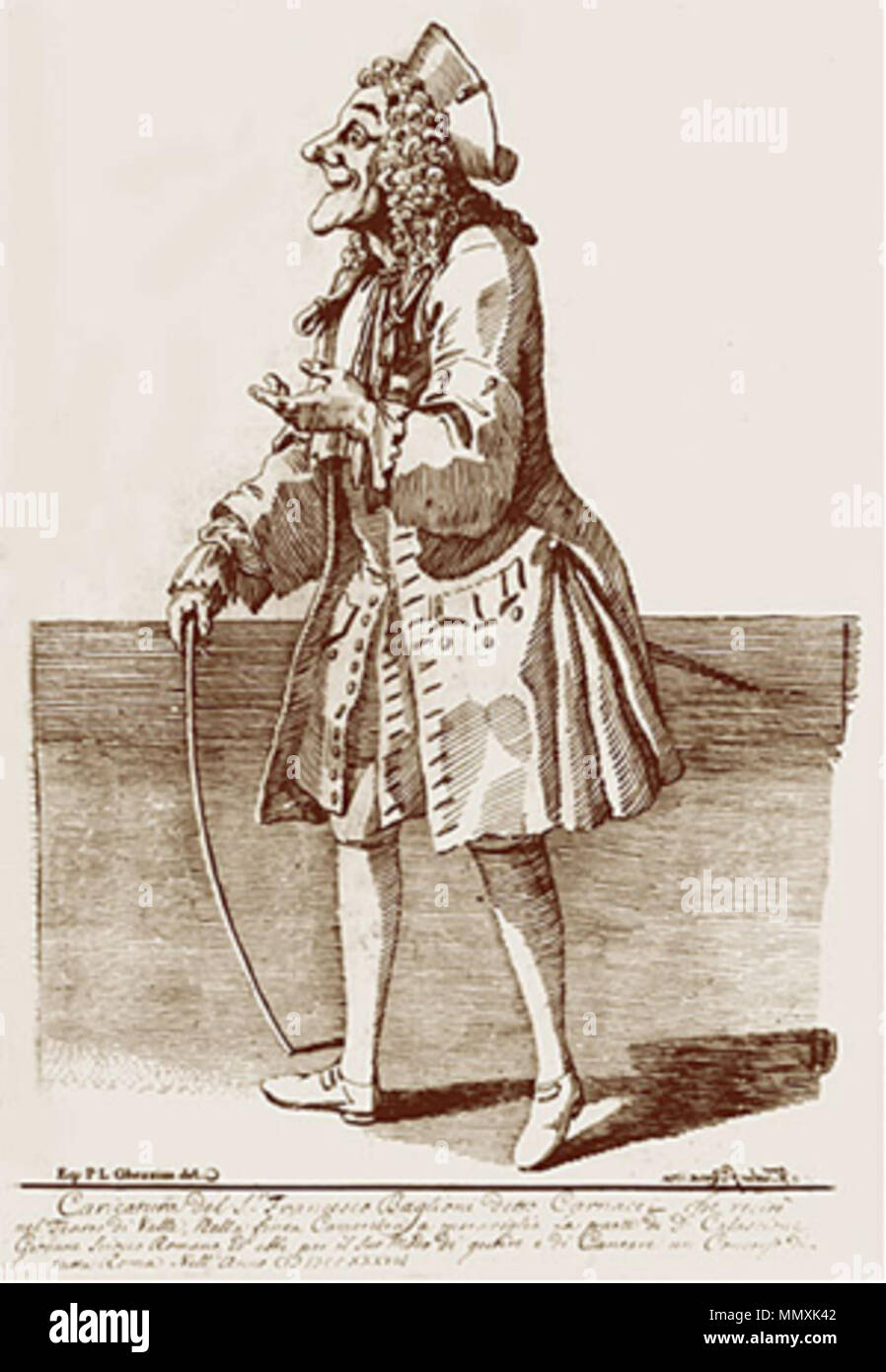 . Español: Caricatura de Francesco Baglione por Pier Leone Ghezzi Francesco Baglione Foto Stock