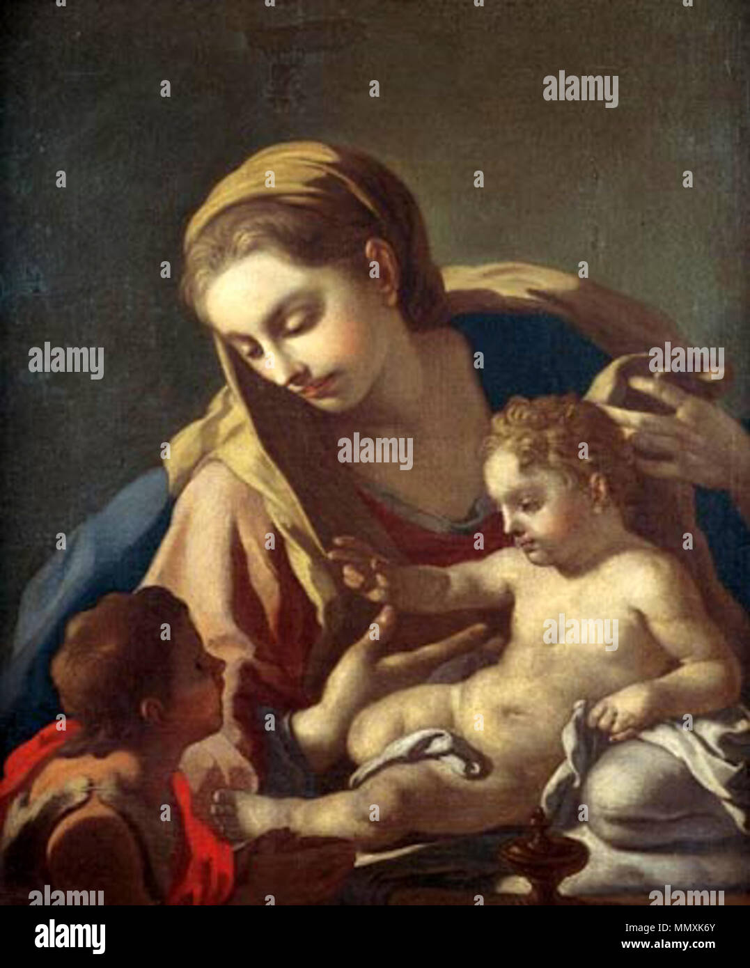 Madonna con Bambino e Neonato San Giovanni Battista. Il XVIII secolo. Francesco De Mura (1696-1782) - Madonna e sjbatista - ost77x64 Foto Stock