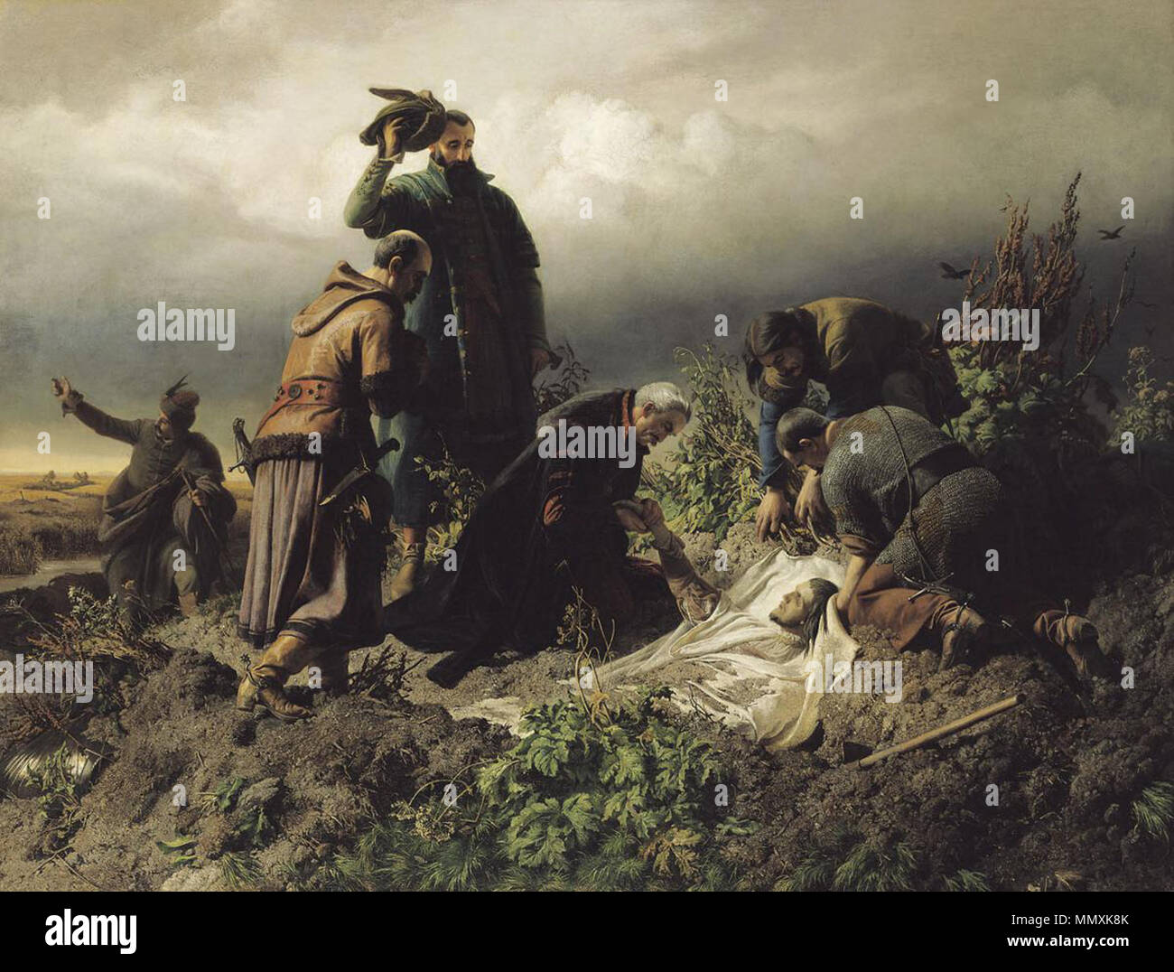 La scoperta del corpo del re Luigi il secondo. 1860. 2lajos Foto Stock