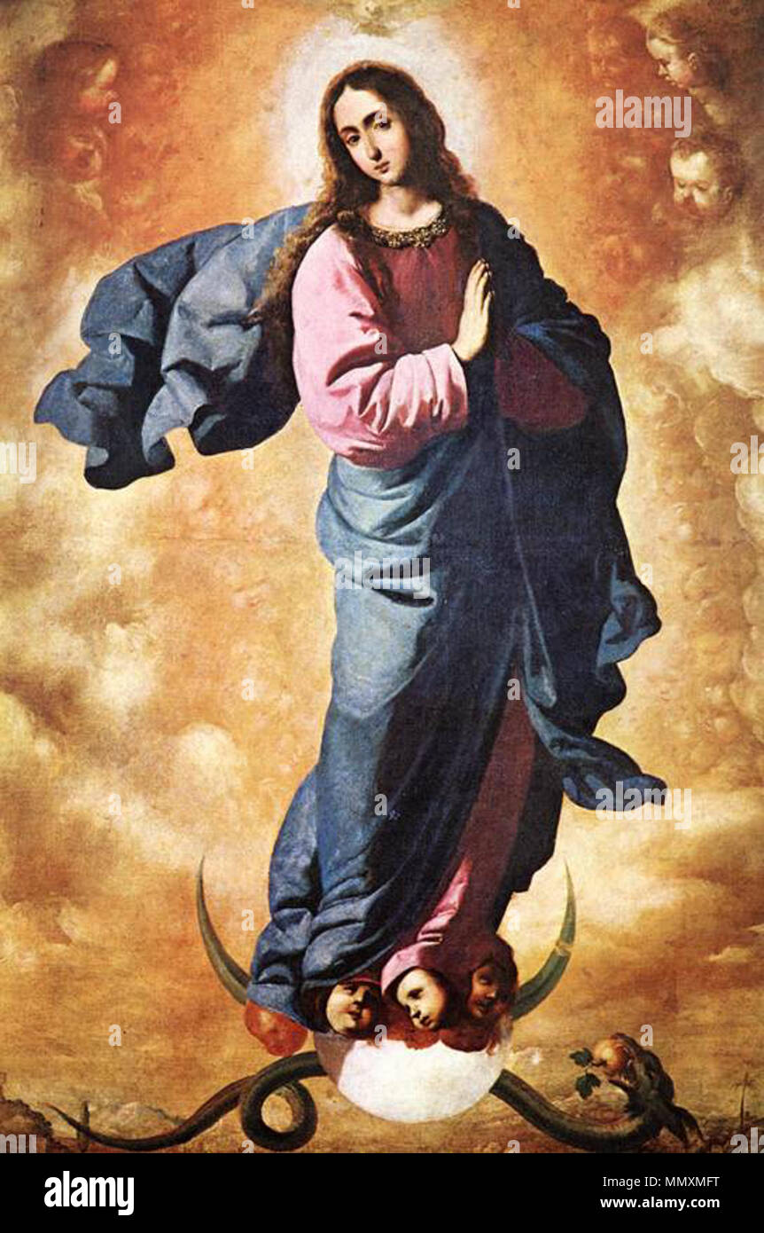 . Español: La obra rappresentanouna la Inmaculada Concepción de la Virgen María, Madre de Jesucristo. L'Immacolata Concezione. 1640. Francisco de Zurbaran Immacolata Concezione 2 Foto Stock