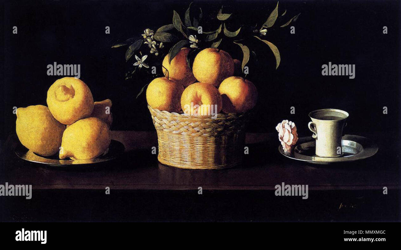 Francisco de Zurbarán - still-life con i limoni e le arance e Rose - WGA26062 Foto Stock