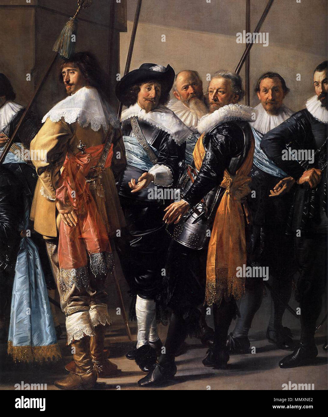 La compagnia del capitano Reinier Reael e tenente Cornelis Michielsz. Blaeuw, noto come il 'Meagre Company" [dettaglio].. Dal 1633 fino al 1637. Frans Hals - il magro Company (dettaglio) - WGA11118 Foto Stock