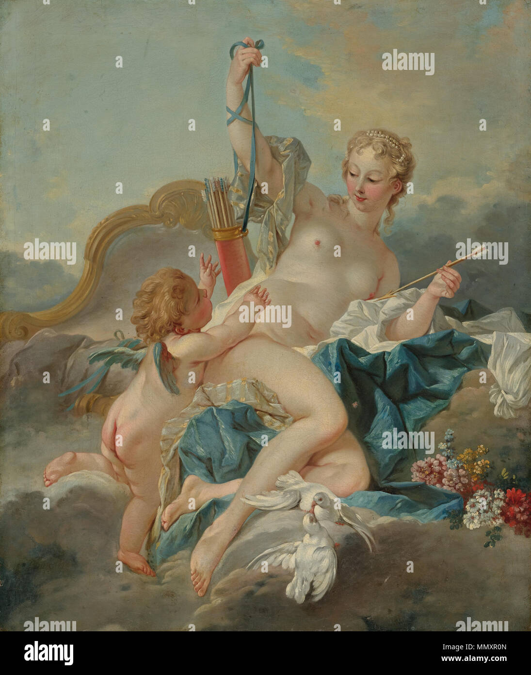 Atelier de François Boucher - Vénus désarmant Cupidon Foto Stock