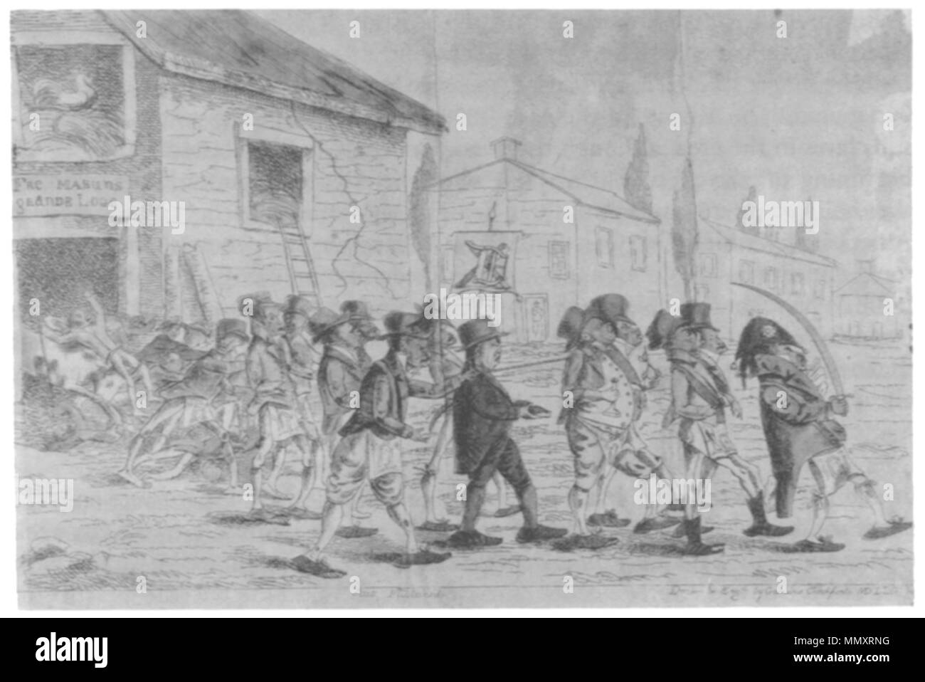 . Una splendida processione di liberi muratori. ca.1820. Da D.C. Johnston. Massoni ca1820 byDCJohnston BPL Foto Stock