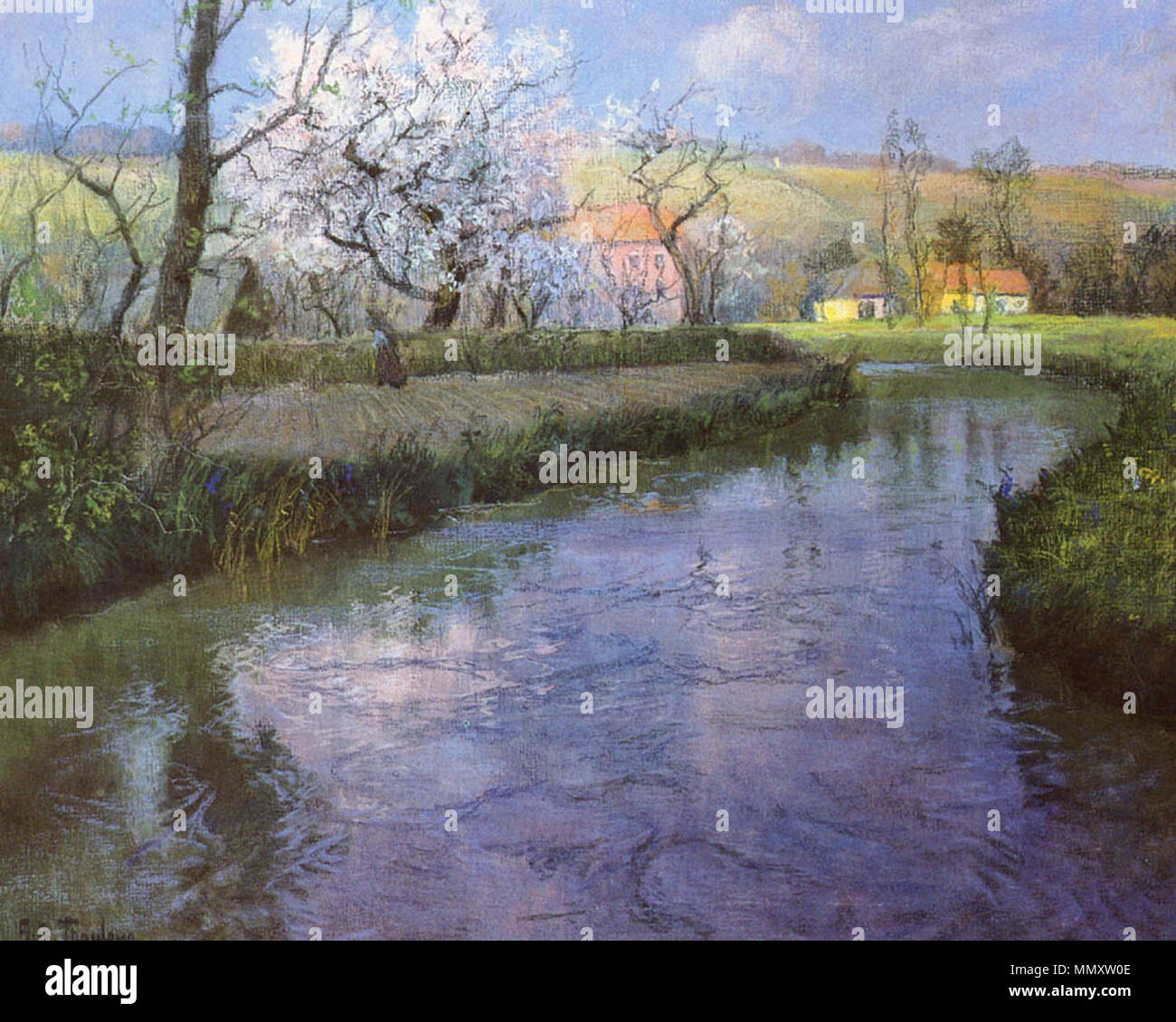 Un fiume francese paesaggio Frits Thaulow un francese paesaggio fluviale Foto Stock
