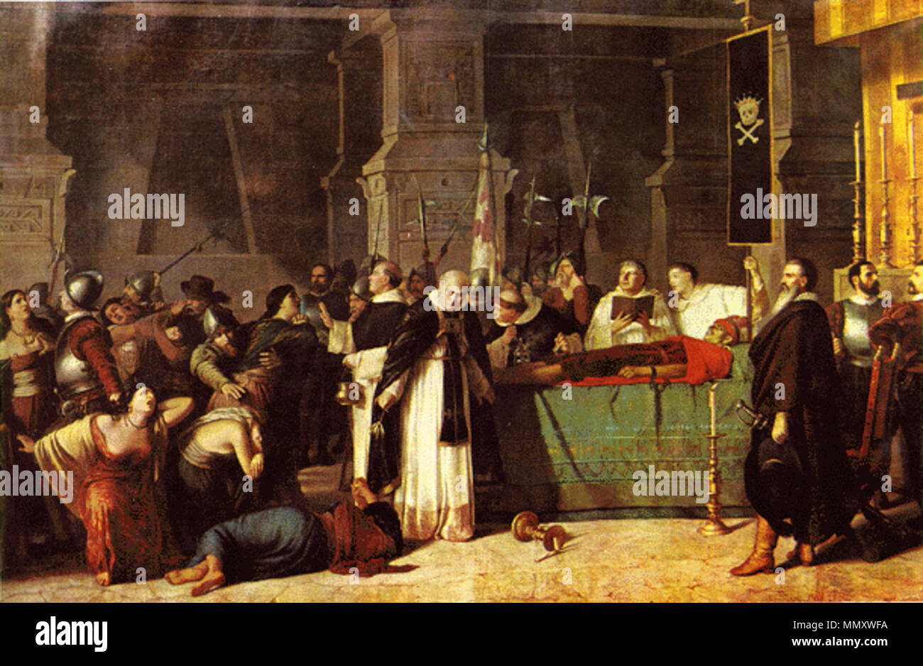 . Čeština: Pohřeb Atahualpy inglese: Funerale di Atahualpa Esperanto: 'Enterigiro de Atahualpo]] Español: Los funerales de Atahualpa Latina: Funus Atahvalpae Funeralesdeatahualpa luismontero Foto Stock