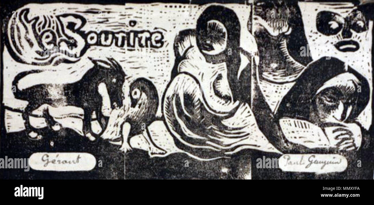 Titolo per Le Sourire (tre persone, una maschera, una volpe e un uccello). 1899. Gauguin Le Sourire K 58 Foto Stock