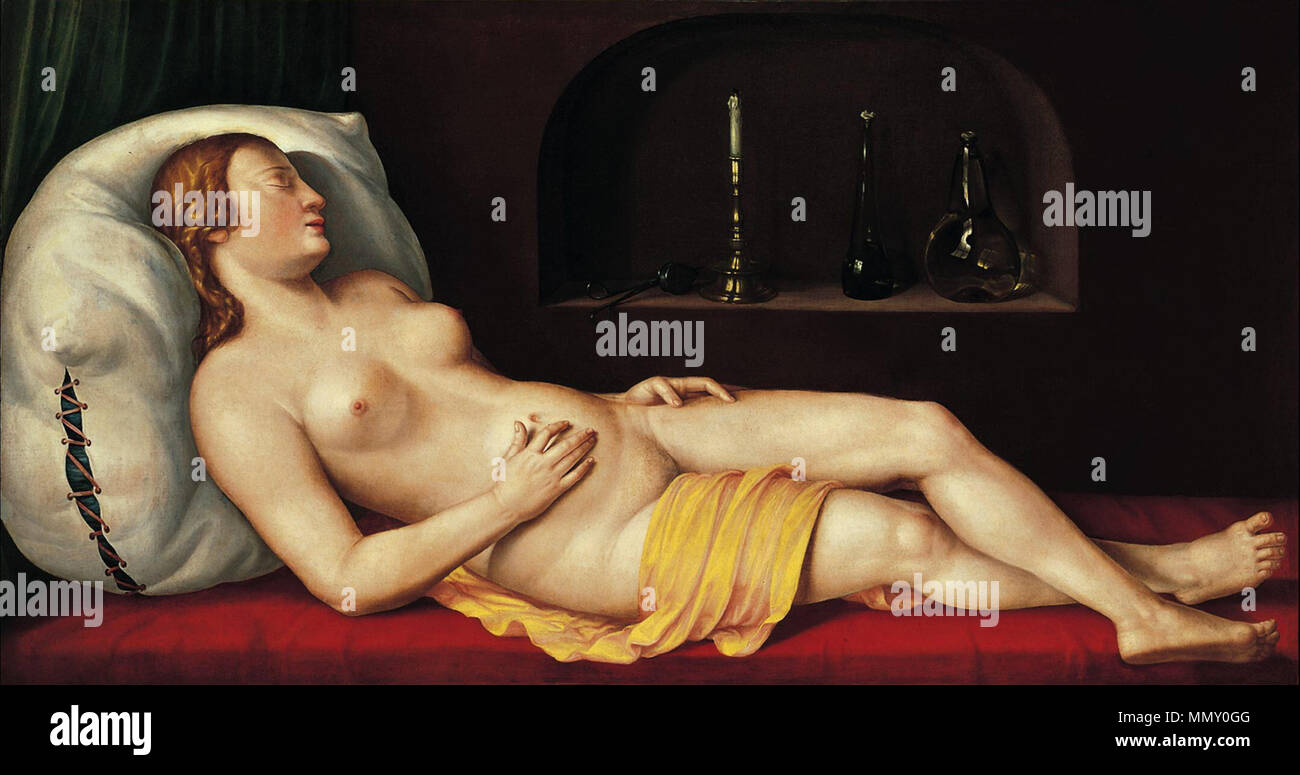 Una donna addormentata (Vanitas) Alternativa titolo: Vanitas. 1544. Georg Pencz - Schlafende Frau (Vanitas) Foto Stock