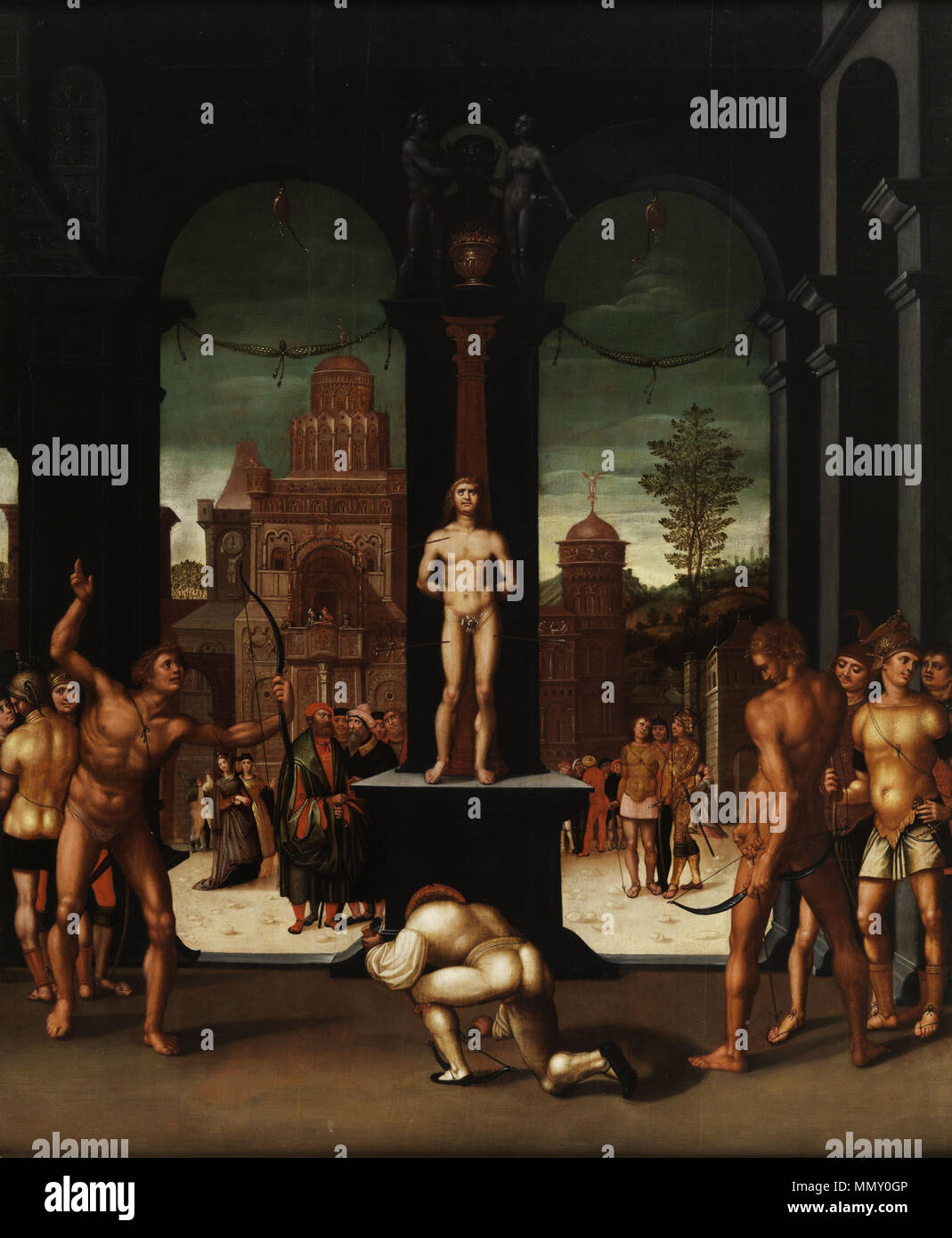 Il Martirio di San Sebastiano Georg Pencz (zugeschr.) - Das Martyrium des heiligen Sebastian Foto Stock