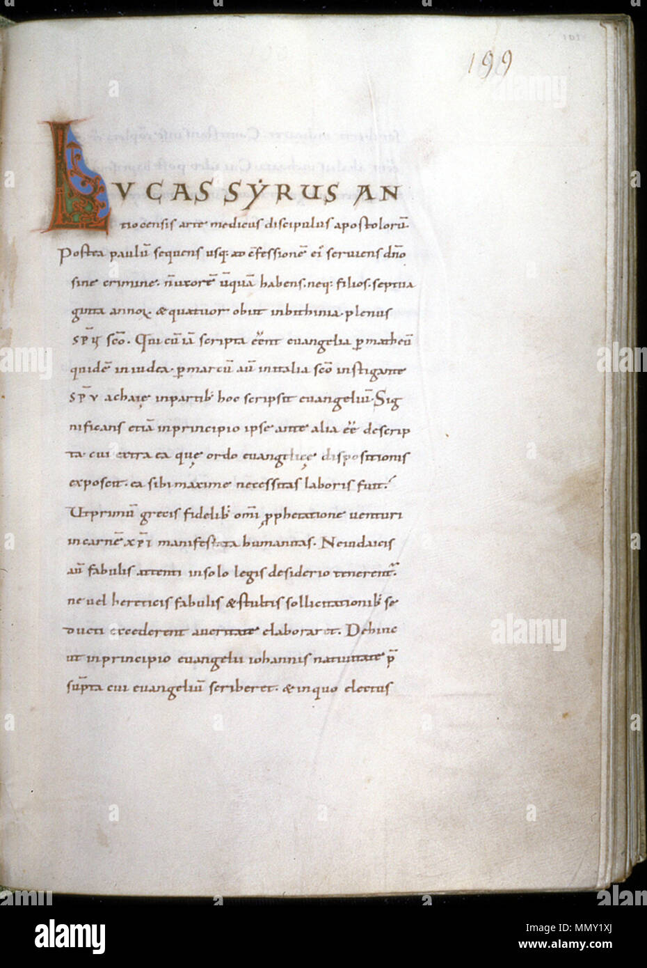 W.7.101R Anonimo (tedesco). "Foglia dal Vangelo,' fine secolo XI. inchiostro, vernice e oro su pergamena. Walters Art Museum (W.7.101R): acquistato da Henry Walters. Tedesco - foglia dal Vangelo - Walters W7101R - Aprire complementare Foto Stock