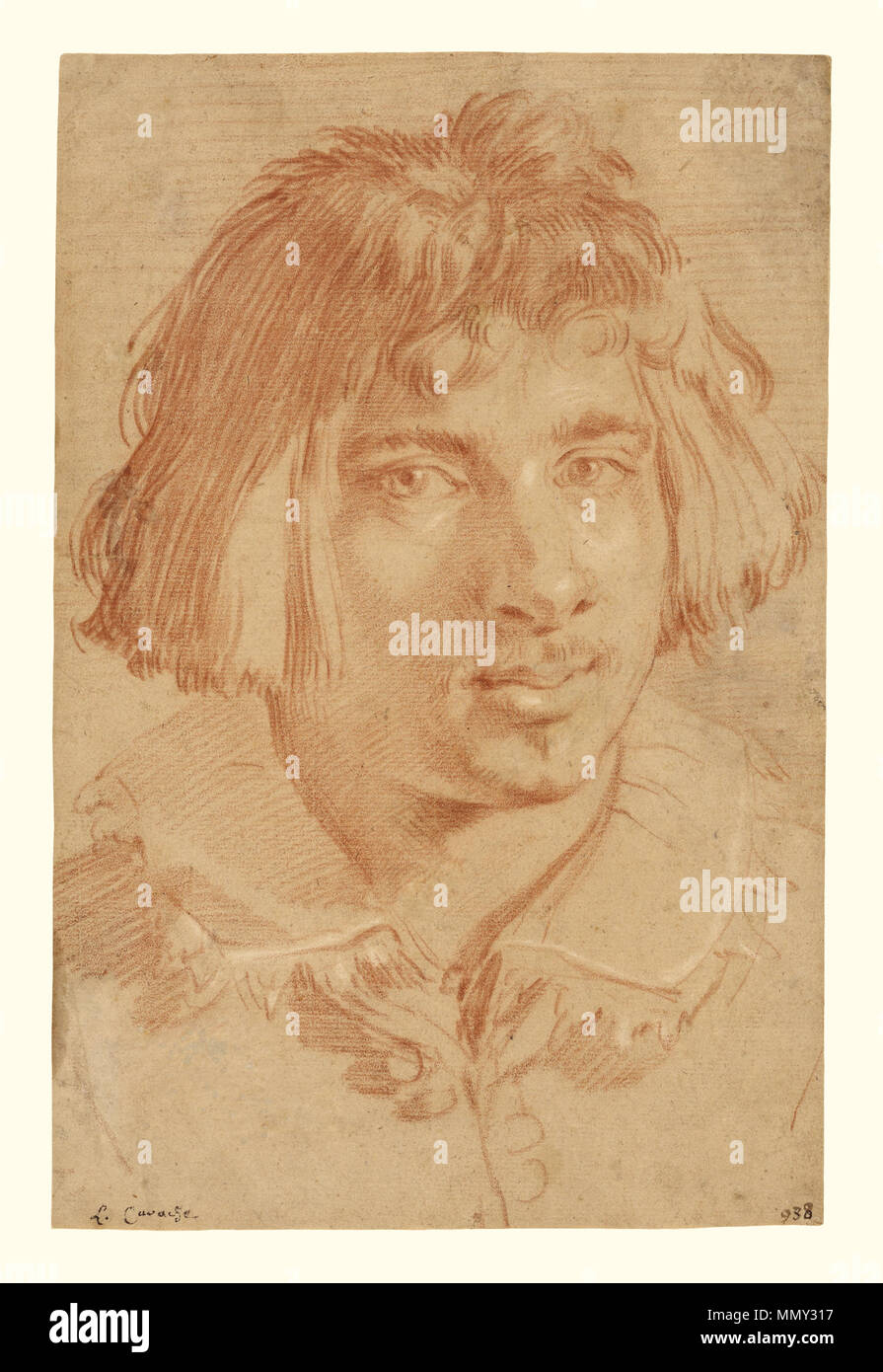 Ritratto di un giovane uomo; Gian Lorenzo Bernini (italiano, 1598 - 1680); 1630; rosso e bianco gesso; 33,2 x 21,9 cm (13 1/16 x 8 5/8 in.); 82.GB.137 Gian Lorenzo Bernini - Ritratto di un giovane uomo Foto Stock