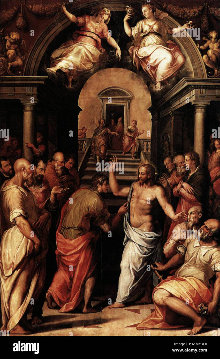 Incredulità di San Tommaso. 1572. Giorgio Vasari - Incredulità di San Tommaso - WGA24293 Foto Stock