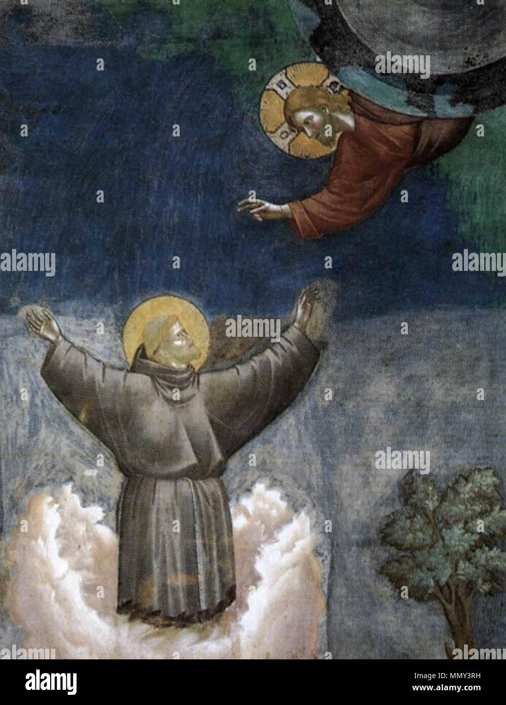 Inglese: la leggenda di San Francesco: 12. Estasi di San Francesco (dettaglio) . tra 1297 e 1300. Giotto di Bondone - La leggenda di San Francesco - 12. Estasi di San Francesco (dettaglio) - WGA09134 Foto Stock