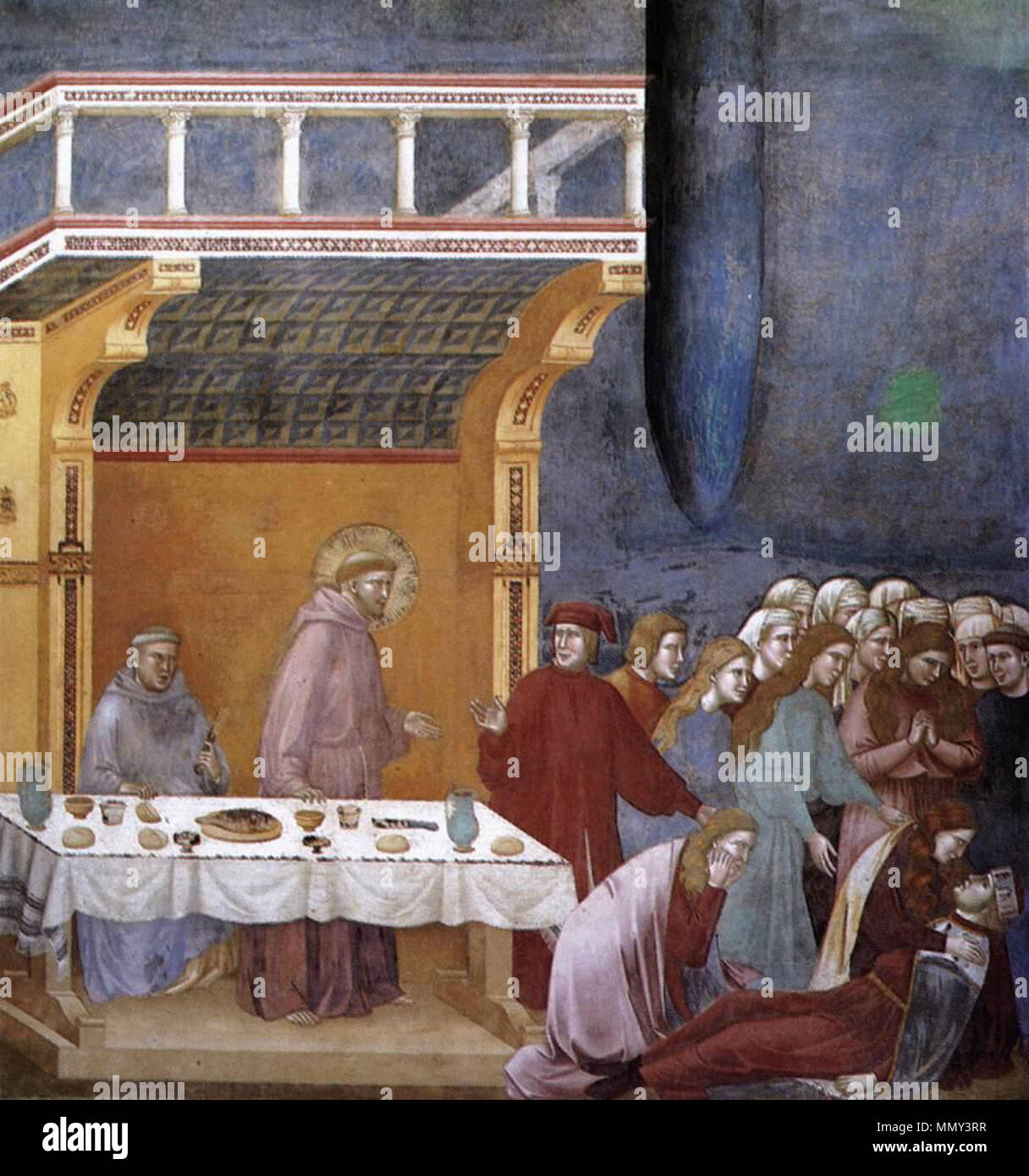 Inglese: la leggenda di San Francesco: 16. La morte del Cavaliere di Celano . tra 1297 e 1300. Giotto di Bondone - La leggenda di San Francesco - 16. La morte del Cavaliere di Celano - WGA09140 Foto Stock