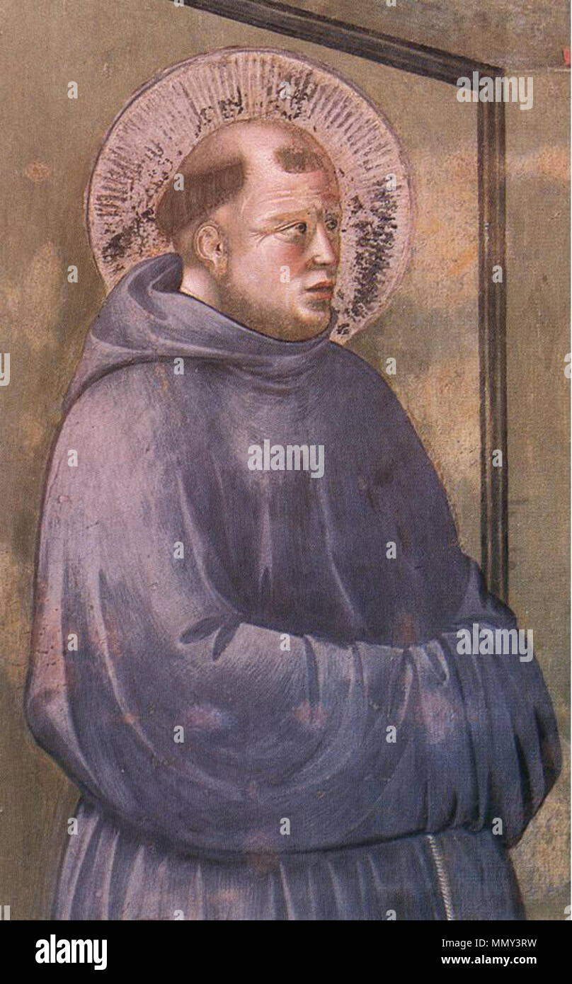 Inglese: la leggenda di San Francesco: 18. Apparizione a Arles (dettaglio) . tra 1297 e 1300. Giotto di Bondone - La leggenda di San Francesco - 18. Apparizione a Arles (dettaglio) - WGA09144 Foto Stock