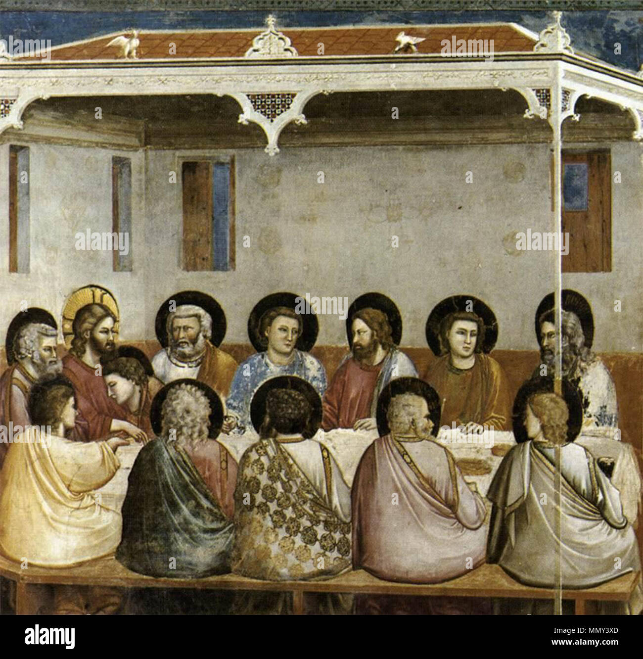Inglese: No. 29 scene della vita di Cristo: 13. Ultima Cena . tra 1304 e 1306. Giotto di Bondone - No. 29 scene della vita di Cristo - 13. Ultima Cena - WGA09214 Foto Stock