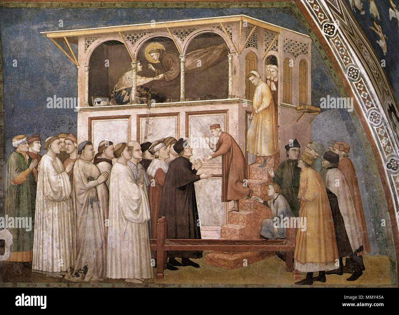 Inglese: sollevamento del ragazzo in Sessa . 1310s. Giotto, Chiesa Inferiore Assisi, sollevamento del ragazzo in Sessa 01 Foto Stock