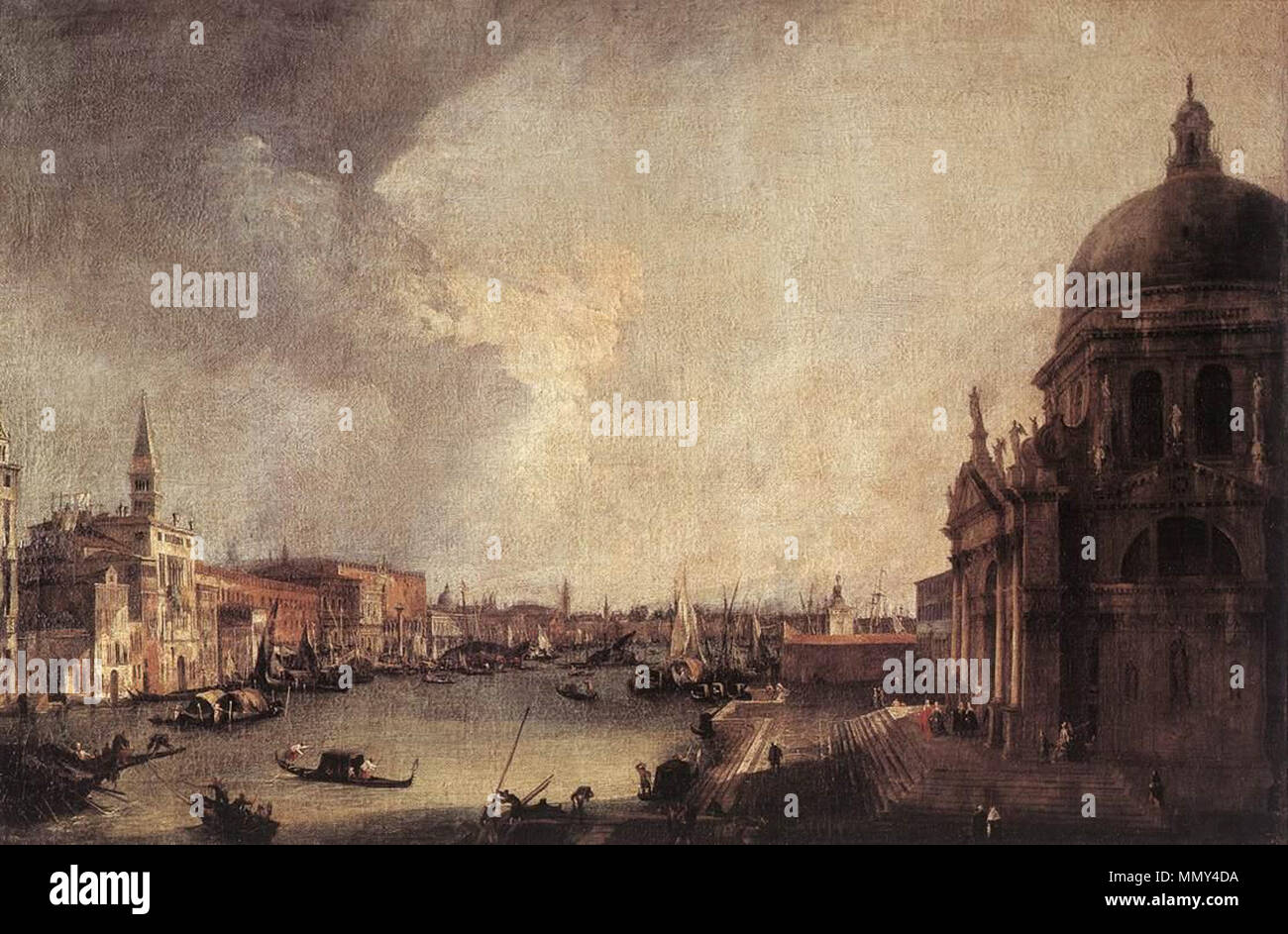 Inglese: ingresso al Grand Canal: Guardando ad est . circa 1725. Giovanni Antonio Canal, il Canaletto - ingresso al Grand Canal - guardando ad Est - WGA03858 Foto Stock