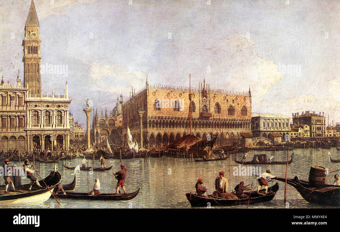 Palazzo Ducale e la Piazza di San Marco. circa 1755. Giovanni Antonio Canal, il Canaletto - Palazzo Ducale e la Piazza di San Marco - WGA03958 Foto Stock