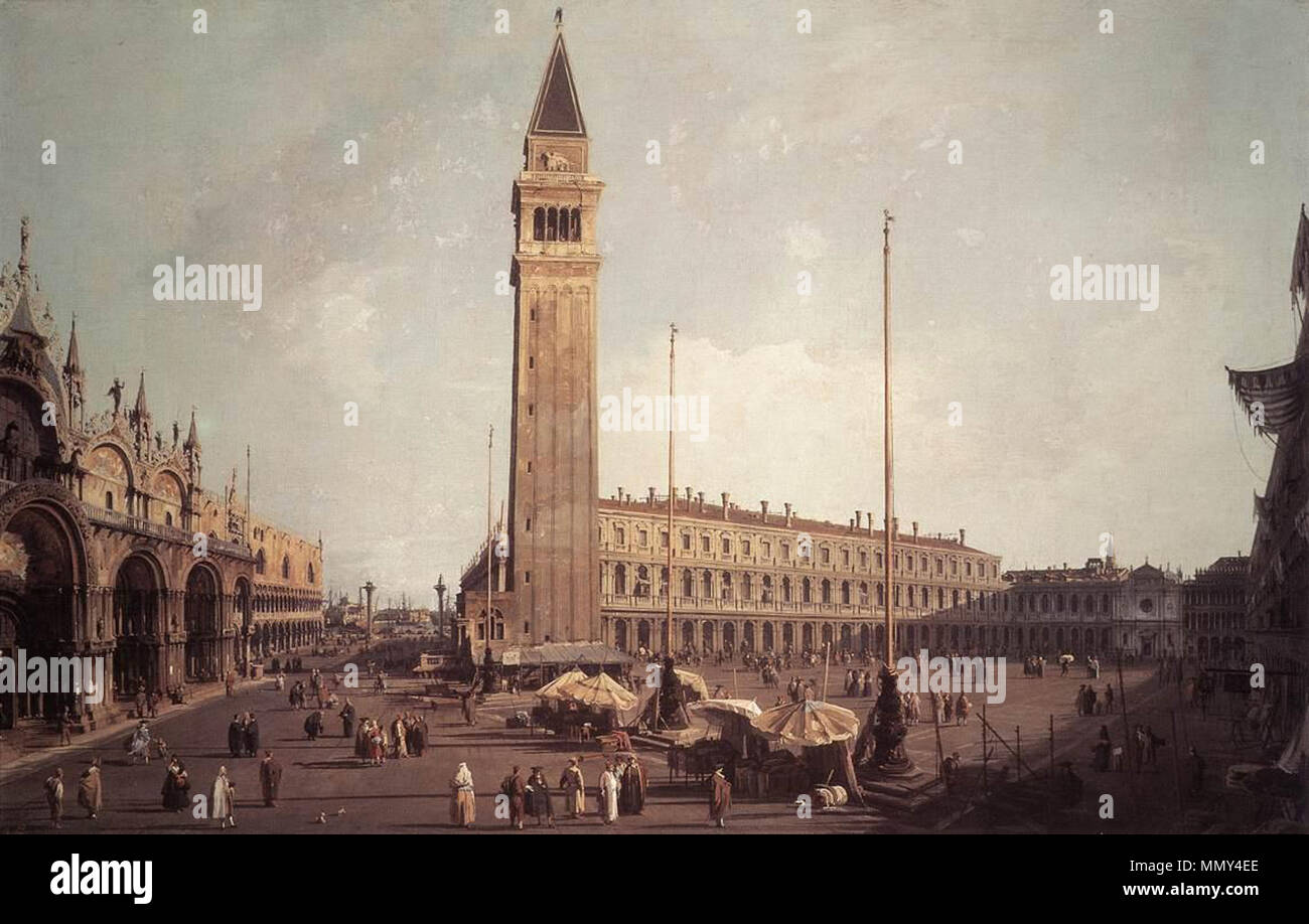 Piazza San Marco: Guardando a Sud Ovest. Tra il 1755 e il 1759. Giovanni Antonio Canal, il Canaletto - Piazza San Marco - Guardando a Sud Ovest - WGA03960 Foto Stock