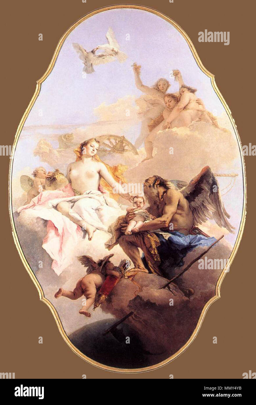 Una allegoria con Venere e tempo. Tra il 1754 e il 1758. Giovanni Battista Tiepolo - Allegoria con Venere e tempo - WGA22347 Foto Stock