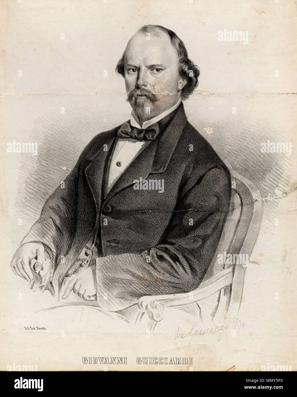 . Inglese: litografia ritratto della lirica italiana cantante Giovanni Guicciardi (1819-1883) . nel 1860 circa. De Crescenzo Giovanni Guicciardi da De Crescenzo Foto Stock