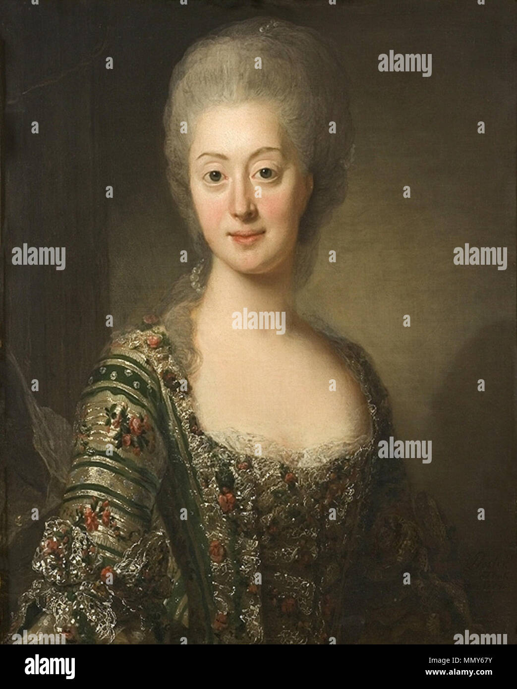 . Svenska: Porträtt av Sophia Magdalena av Danmark (1746-1813). Prinsessa av Danmark 1746-1766, Kronprinsessa av Sverige 1766-1771, Drottning av Sverige 1771-1792 Inglese: Ritratto di Sophia Magdalena della Danimarca (1746-1813). La principessa di Danimarca 1746-1766, la Principessa di Svezia 1766-1771, Regina di Svezia 1771-1792 Русский: Портрет Магдалены Софии, королевы Швеции (1746-1813). Принцесса Дании 1746-1766, кронпринцесса Швеции 1766-1771, королева Швеции 1771-1792 Svenska: Sofia Magdalena, Drottning av Sverige inglese: Sofia Magdalena, Regina di Svezia ???????: ????? ????????????????? ?????? . Foto Stock