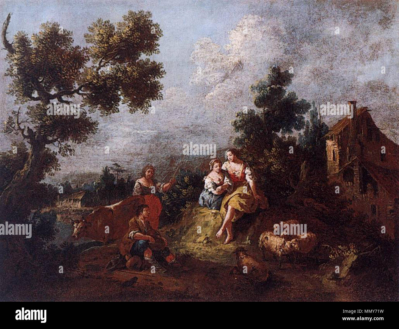 Paesaggio. Prima metà del XVIII secolo. Giuseppe Zais - panorama - WGA25940 Foto Stock