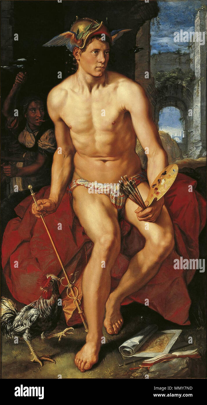 . Parte di una serie di tre dipinti raffiguranti il mercurio, Hercules, e Minerva, commissionato da Johan Colterman. Mercurio. 1611. Mercurybyhendrickgoltzius Foto Stock