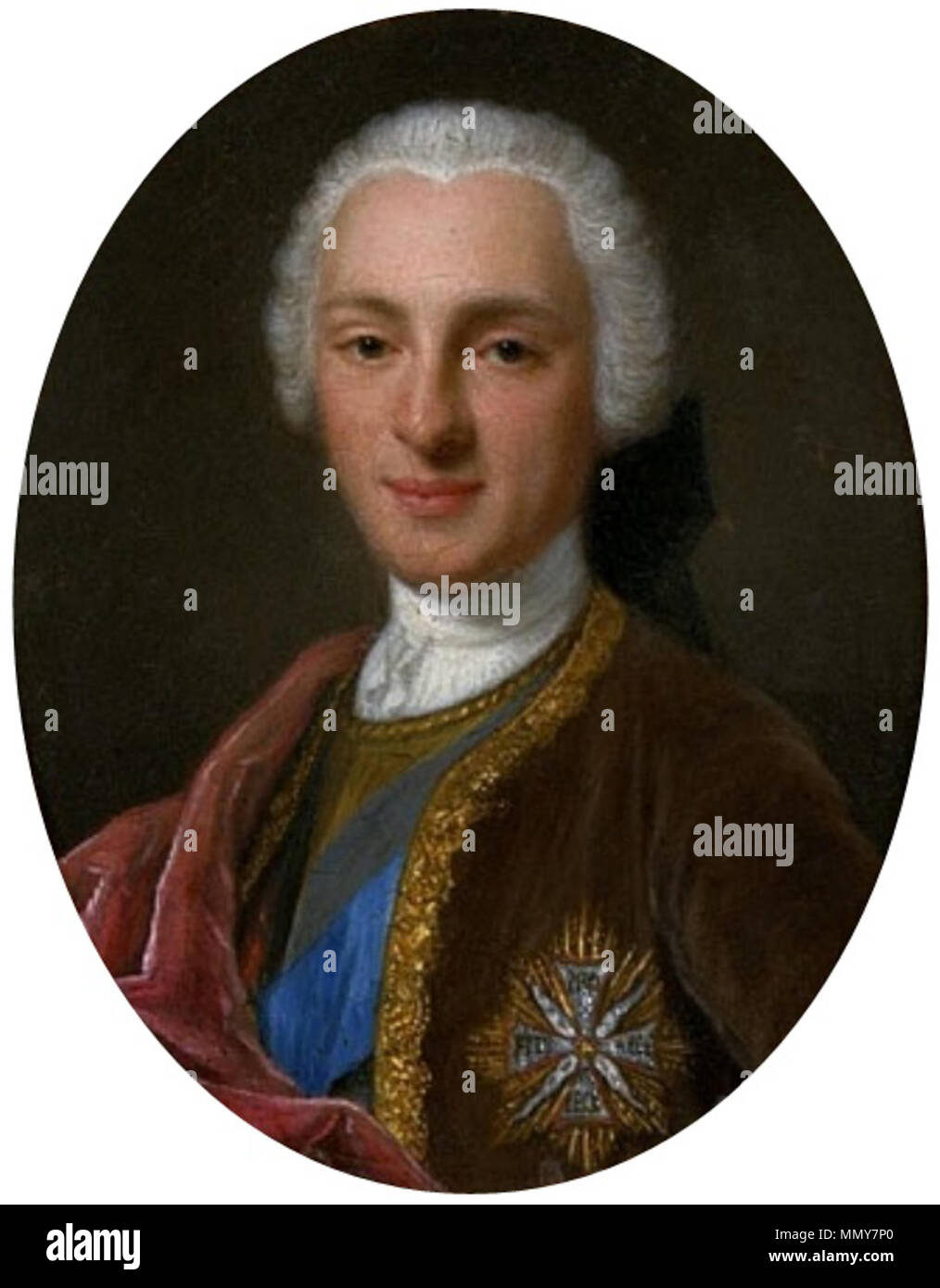 Miniatura di un giovane con il fine di bianco aquila.. 1775. Drouais giovane uomo Foto Stock