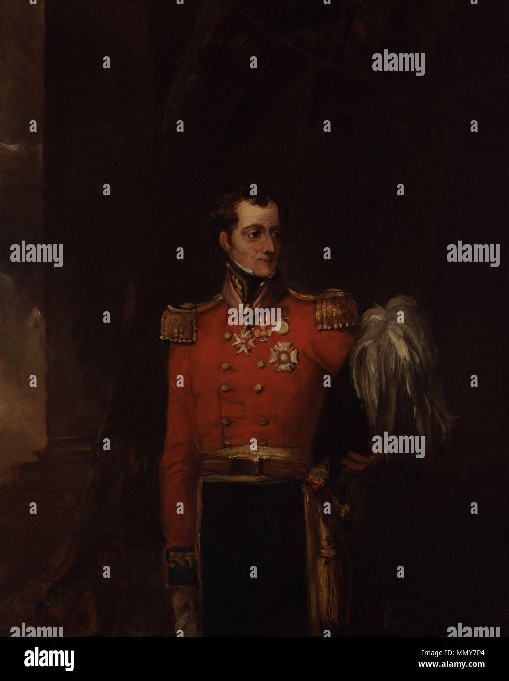. Inglese: Sir William Maynard Gomm, da William Salter (morto nel 1875). Maynard Gomm GCB (1784 - 15 Marzo 1875), il soldato britannico, è stato gazetted al 9 piede all'età di dieci anni in riconoscimento dei servizi di suo padre, il Tenente Colonnello William Gomm, che è stato ucciso in un attacco sulla Guadalupa (1794). È entrato a far parte del suo reggimento come tenente nel 1799, e combattuto nei Paesi Bassi sotto il Duca di York e successivamente è stato con Sir James Pulteney di Ferrol expedition. Vedere il sito Web di origine per ulteriori informazioni. Questo set di immagini è stato raccolto dall'utente:Dcoetzee dal National Portrait Galle Foto Stock