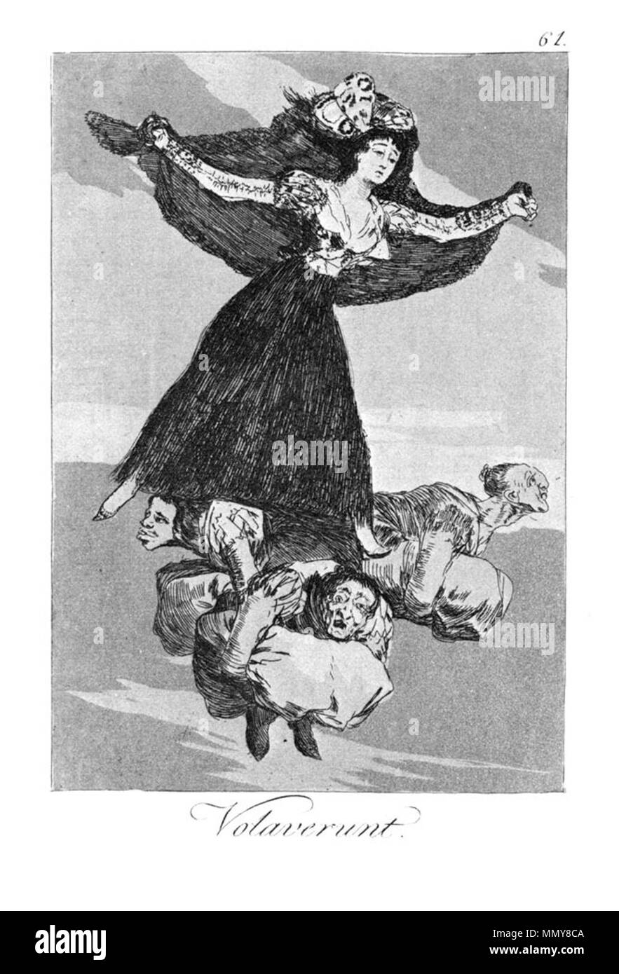 . Los Caprichos è un set di 80 acquatinta stampe creato da Francisco Goya per il rilascio nel 1799. Spagnolo: Capricho ? 61: Volavérunt Capricho ? 61: Hanno volato. 1799. Goya - Caprichos (61) Foto Stock
