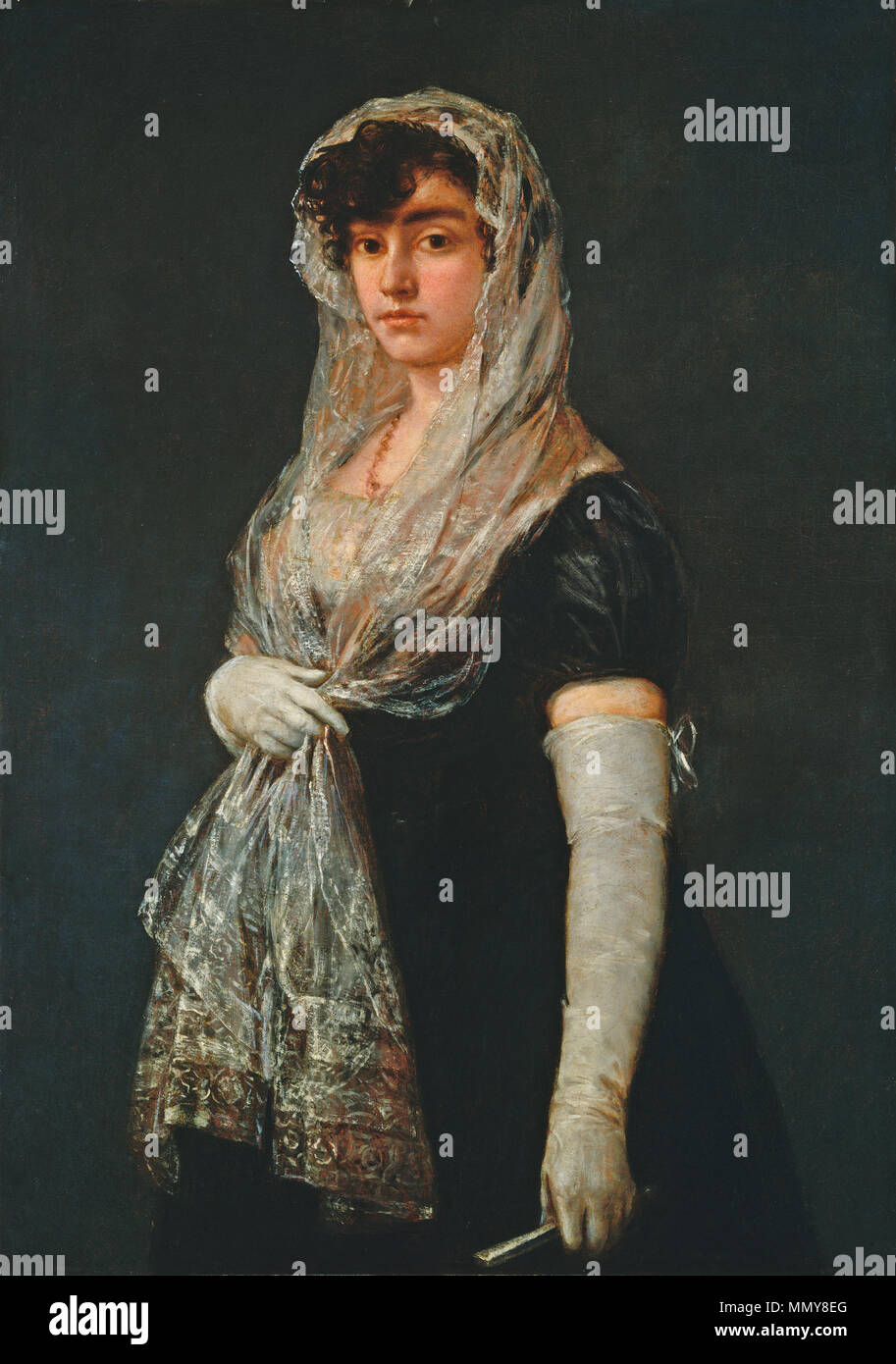 Francisco de Goya (spagnolo, 1746 - 1828 ), giovane donna che indossa un Mantilla e Basquina, c. 1800/1805, olio su tela, dono della sig.ra P.H.B. Frelinghuysen Goya - La giovane donna che indossa un Mantilla e Basquina Foto Stock
