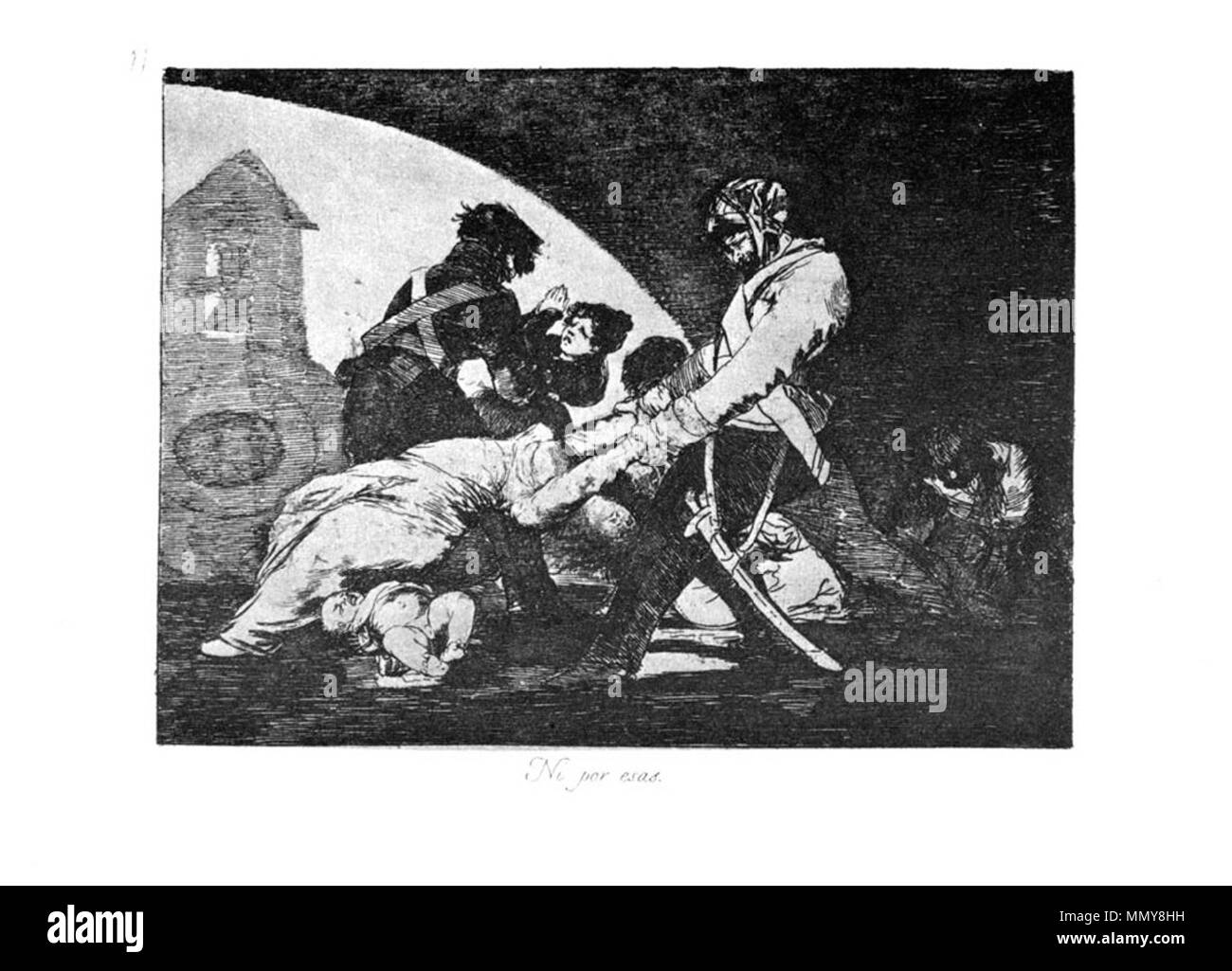 . Los Desatres de la guerra è un set di 80 acquatinta stampe creato da Francisco Goya in 1810s. La piastra 11: Ni por UEE. (O questi. ) . 1810s. Francisco Goya (1746-1828) nomi alternativi Francisco Goya Lucientes, Francisco de Goya y Lucientes, Francisco José Goya Lucientes Descrizione pittore spagnolo, printmaker, litografo, incisore ed incisore Data di nascita e morte 30 Marzo 1746 16 aprile 1828 Luogo di nascita e morte Fuendetodos Bordeaux posizione Lavoro Madrid, Saragozza, Bordeaux competente controllo : Q5432 VIAF:?ISNI 54343141:?0000 0001 2280 1608 ULAN:?500118936 LCCN:?n79003363 N Foto Stock