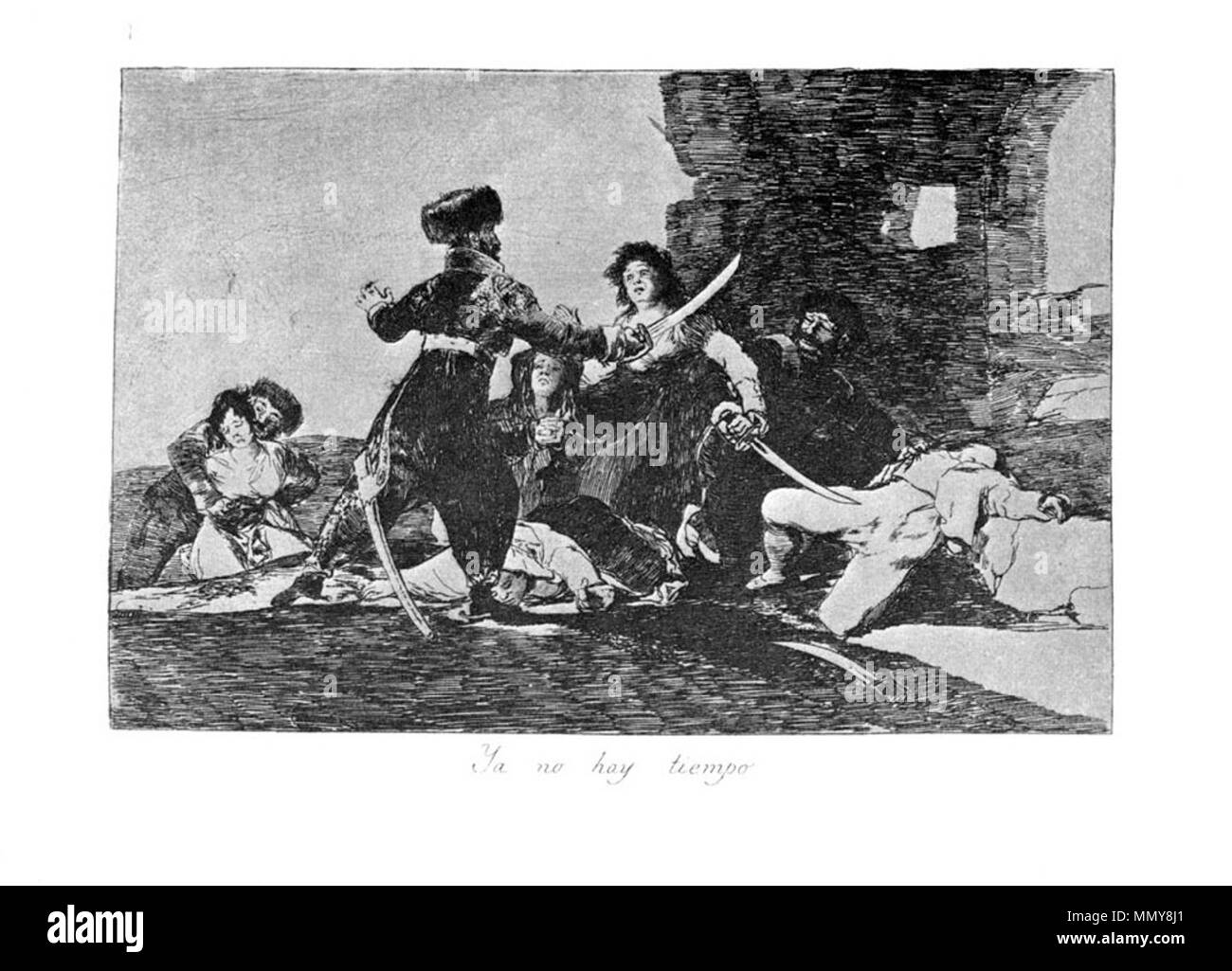. Los Desatres de la guerra è un set di 80 acquatinta stampe creato da Francisco Goya in 1810s. Piastra 19: Ya no hay tiempo. (Non vi è più tempo. ) . 1810s. Francisco Goya (1746-1828) nomi alternativi Francisco Goya Lucientes, Francisco de Goya y Lucientes, Francisco José Goya Lucientes Descrizione pittore spagnolo, printmaker, litografo, incisore ed incisore Data di nascita e morte 30 Marzo 1746 16 aprile 1828 Luogo di nascita e morte Fuendetodos Bordeaux posizione Lavoro Madrid, Saragozza, Bordeaux competente controllo : Q5432 VIAF:?ISNI 54343141:?0000 0001 2280 1608 ULAN:?500118936 Foto Stock