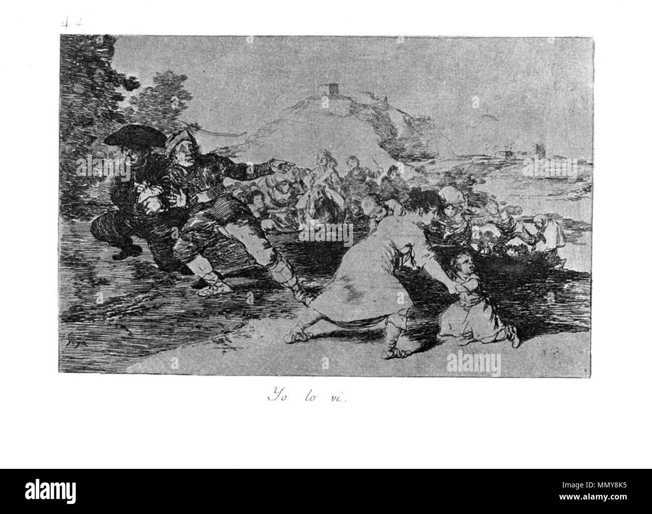 . Los Desatres de la guerra è un set di 80 acquatinta stampe creato da Francisco Goya in 1810s. La piastra 44: Yo lo vi. (Ho visto. ) . 1810s. Francisco Goya (1746-1828) nomi alternativi Francisco Goya Lucientes, Francisco de Goya y Lucientes, Francisco José Goya Lucientes Descrizione pittore spagnolo, printmaker, litografo, incisore ed incisore Data di nascita e morte 30 Marzo 1746 16 aprile 1828 Luogo di nascita e morte Fuendetodos Bordeaux posizione Lavoro Madrid, Saragozza, Bordeaux competente controllo : Q5432 VIAF:?ISNI 54343141:?0000 0001 2280 1608 ULAN:?500118936 LCCN:?n79003363 NLA: Foto Stock
