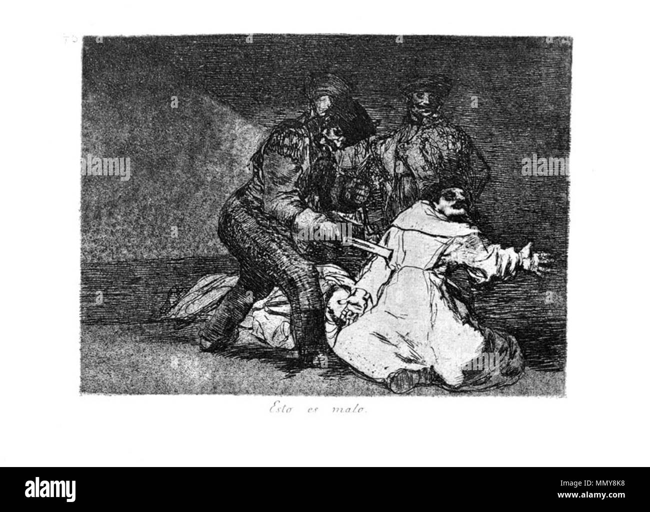 . Los Desatres de la guerra è un set di 80 acquatinta stampe creato da Francisco Goya in 1810s. La piastra 46: esto es malo. (Questo è male. ) . 1810s. Francisco Goya (1746-1828) nomi alternativi Francisco Goya Lucientes, Francisco de Goya y Lucientes, Francisco José Goya Lucientes Descrizione pittore spagnolo, printmaker, litografo, incisore ed incisore Data di nascita e morte 30 Marzo 1746 16 aprile 1828 Luogo di nascita e morte Fuendetodos Bordeaux posizione Lavoro Madrid, Saragozza, Bordeaux competente controllo : Q5432 VIAF:?ISNI 54343141:?0000 0001 2280 1608 ULAN:?500118936 LCCN:?N790033 Foto Stock