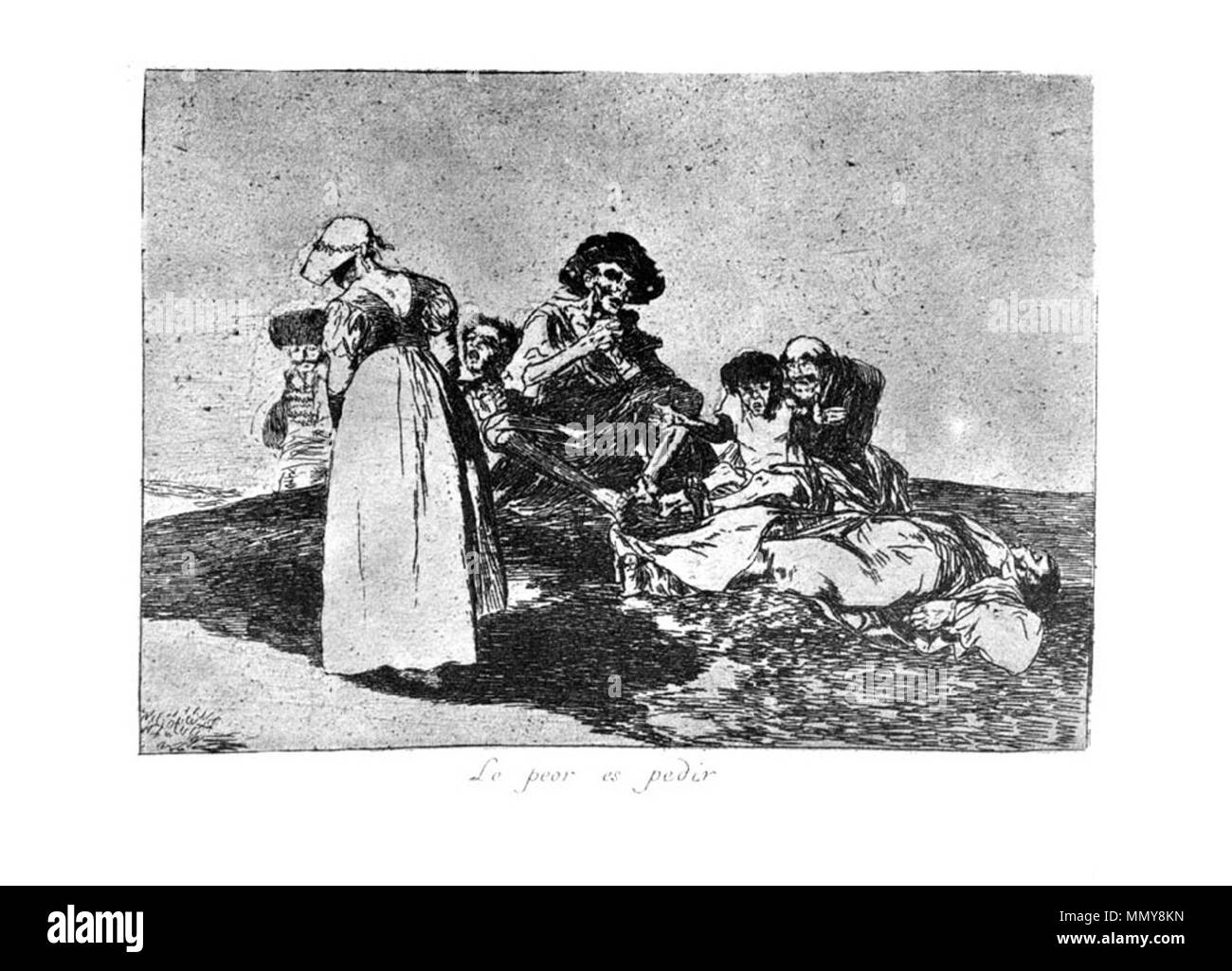 . Los Desatres de la guerra è un set di 80 acquatinta stampe creato da Francisco Goya in 1810s. Piastra 55: Lo peor es pedir. (La peggiore è a mendicare.) . 1810s. Francisco Goya (1746-1828) nomi alternativi Francisco Goya Lucientes, Francisco de Goya y Lucientes, Francisco José Goya Lucientes Descrizione pittore spagnolo, printmaker, litografo, incisore ed incisore Data di nascita e morte 30 Marzo 1746 16 aprile 1828 Luogo di nascita e morte Fuendetodos Bordeaux posizione Lavoro Madrid, Saragozza, Bordeaux competente controllo : Q5432 VIAF:?ISNI 54343141:?0000 0001 2280 1608 ULAN:?500118936 LC Foto Stock