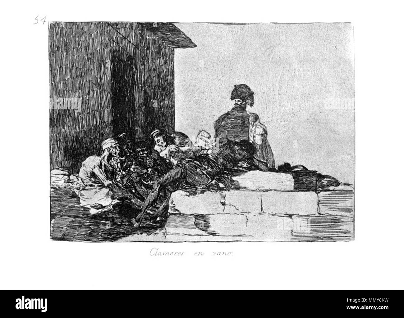 . Los Desatres de la guerra è un set di 80 acquatinta stampe creato da Francisco Goya in 1810s. La piastra 54: Clamores en vano. (Vana lamenti. ) . 1810s. Francisco Goya (1746-1828) nomi alternativi Francisco Goya Lucientes, Francisco de Goya y Lucientes, Francisco José Goya Lucientes Descrizione pittore spagnolo, printmaker, litografo, incisore ed incisore Data di nascita e morte 30 Marzo 1746 16 aprile 1828 Luogo di nascita e morte Fuendetodos Bordeaux posizione Lavoro Madrid, Saragozza, Bordeaux competente controllo : Q5432 VIAF:?ISNI 54343141:?0000 0001 2280 1608 ULAN:?500118936 LCCN:?n7 Foto Stock