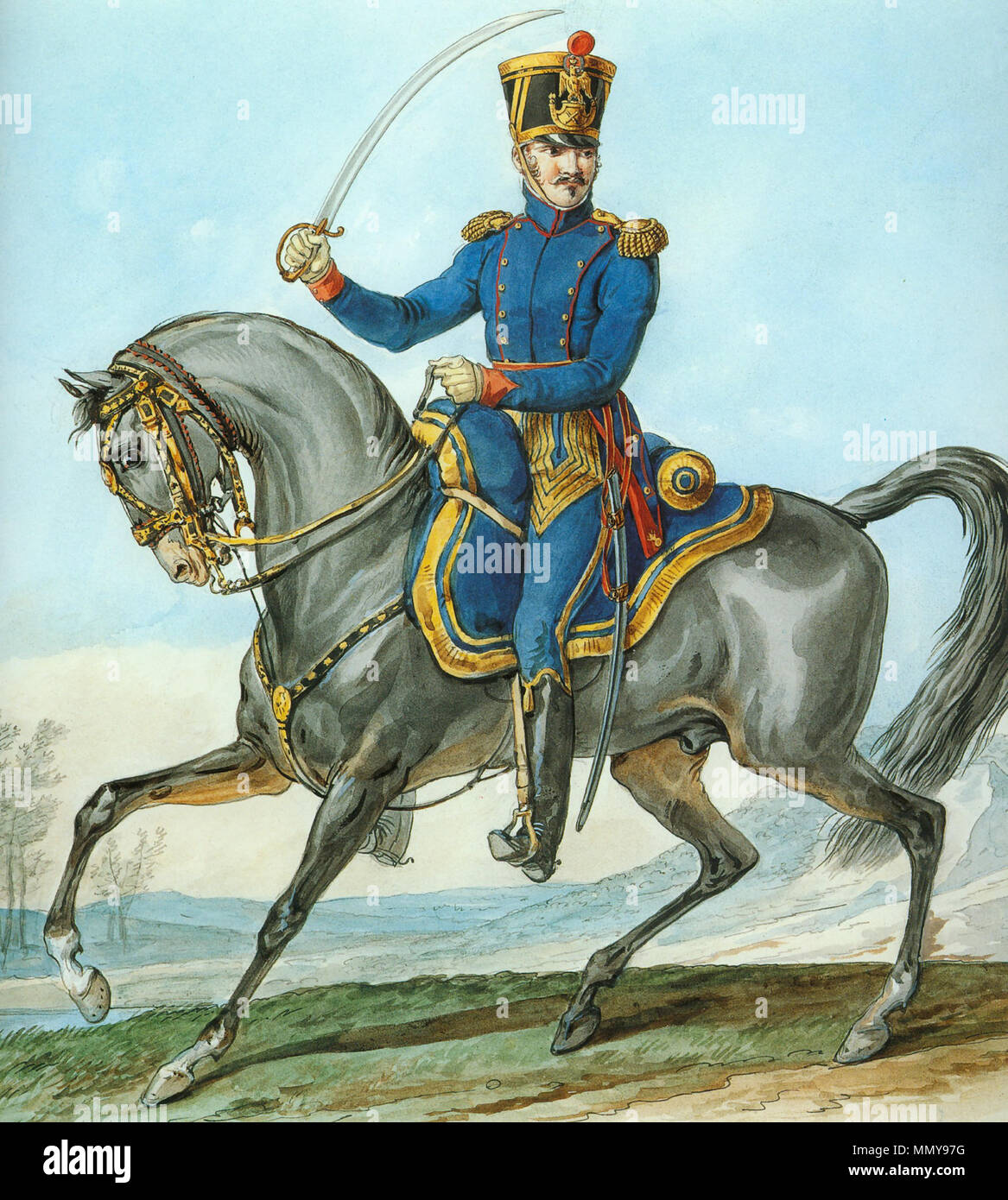 Grande Armée - Cavallo Colonnello di Artiglieria Foto Stock