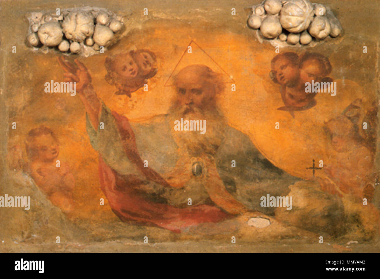 . Il Padre eterno . 1613. Guercino (1591-1666) nomi alternativi nascita nome: Giovanni Francesco Barbieri, Il Guercino Descrizione pittore italiano, disegnatore e pittore di affreschi Data di nascita e morte 8 Febbraio 1591 22 dicembre 1666 Luogo di nascita e morte Cento vicino a Ferrara Bologna sede di lavoro Cento (1615-1617), Bologna (1617-1621), Venezia (circa 1618), Roma (1621-1623), Cento (1623-1642), Bologna (1642-1666) Autorità di controllo : Q334262 VIAF:?ISNI 49248688:?0000 0001 2131 914X ULAN:?500021925 LCCN:?n50082058 NLA:?35806367 WorldCat Guercino Padreterno Foto Stock