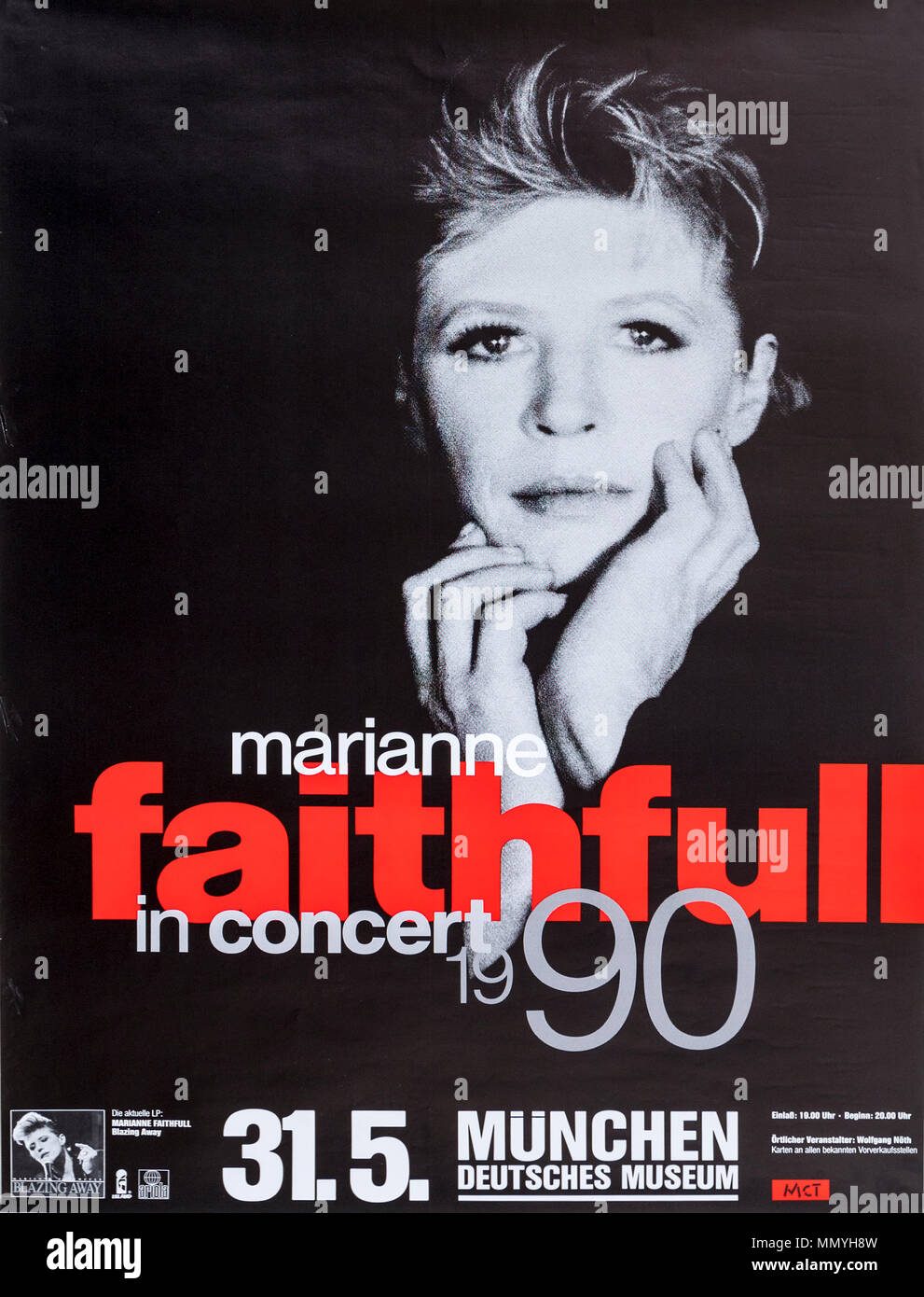 Marianne fidato in concerto a Monaco di Baviera 1990, concerto musicale poster Foto Stock