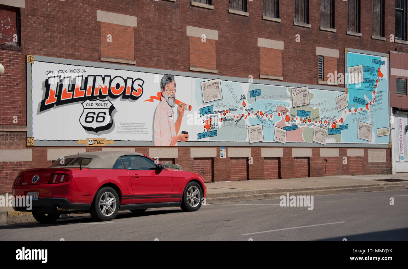 Route 66 Pontiac Illinois murale di Bob Waldmire Foto Stock