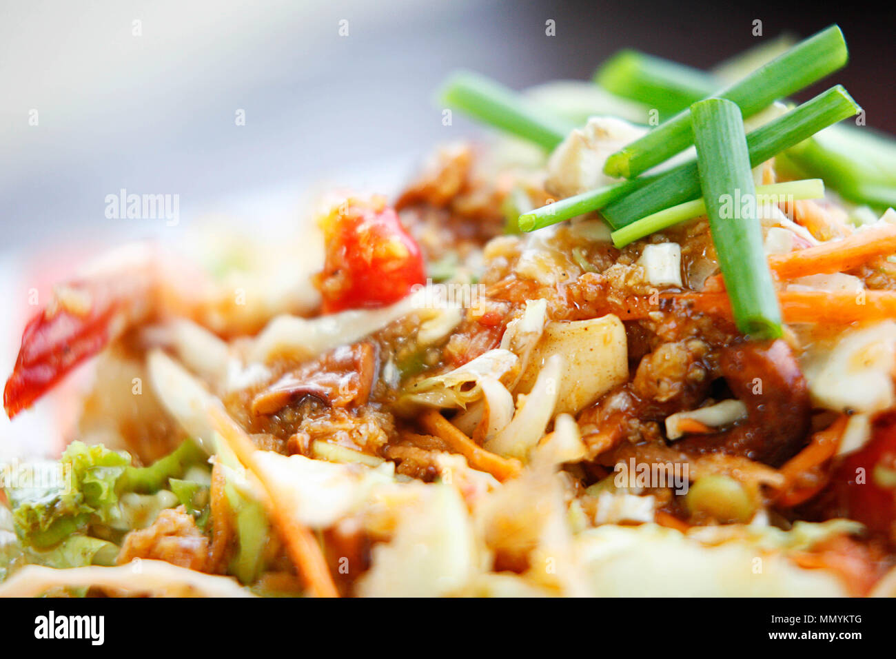 Pad Thai la più famosa cucina da Koh Phangan isola della Thailandia. Foto Stock