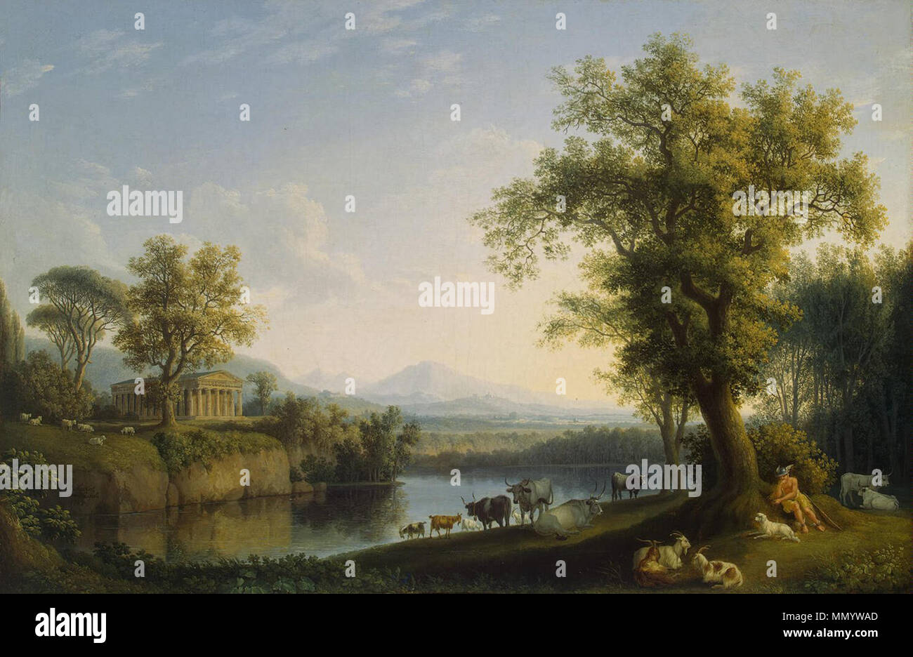 Philipp Jacob Hackert - Landschaft mit Kühen (1787) Foto Stock